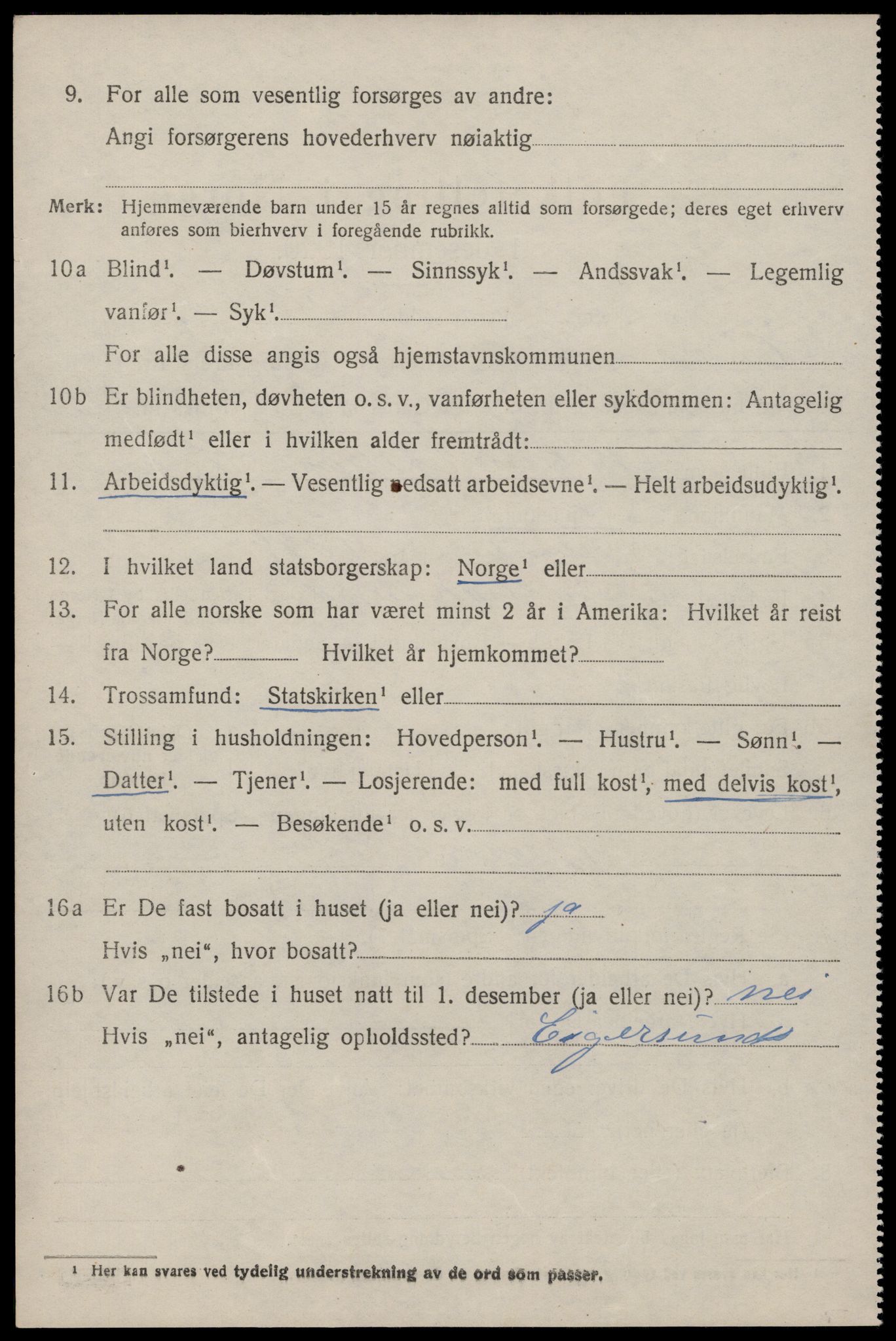 SAST, 1920 census for Eigersund, 1920, p. 1622