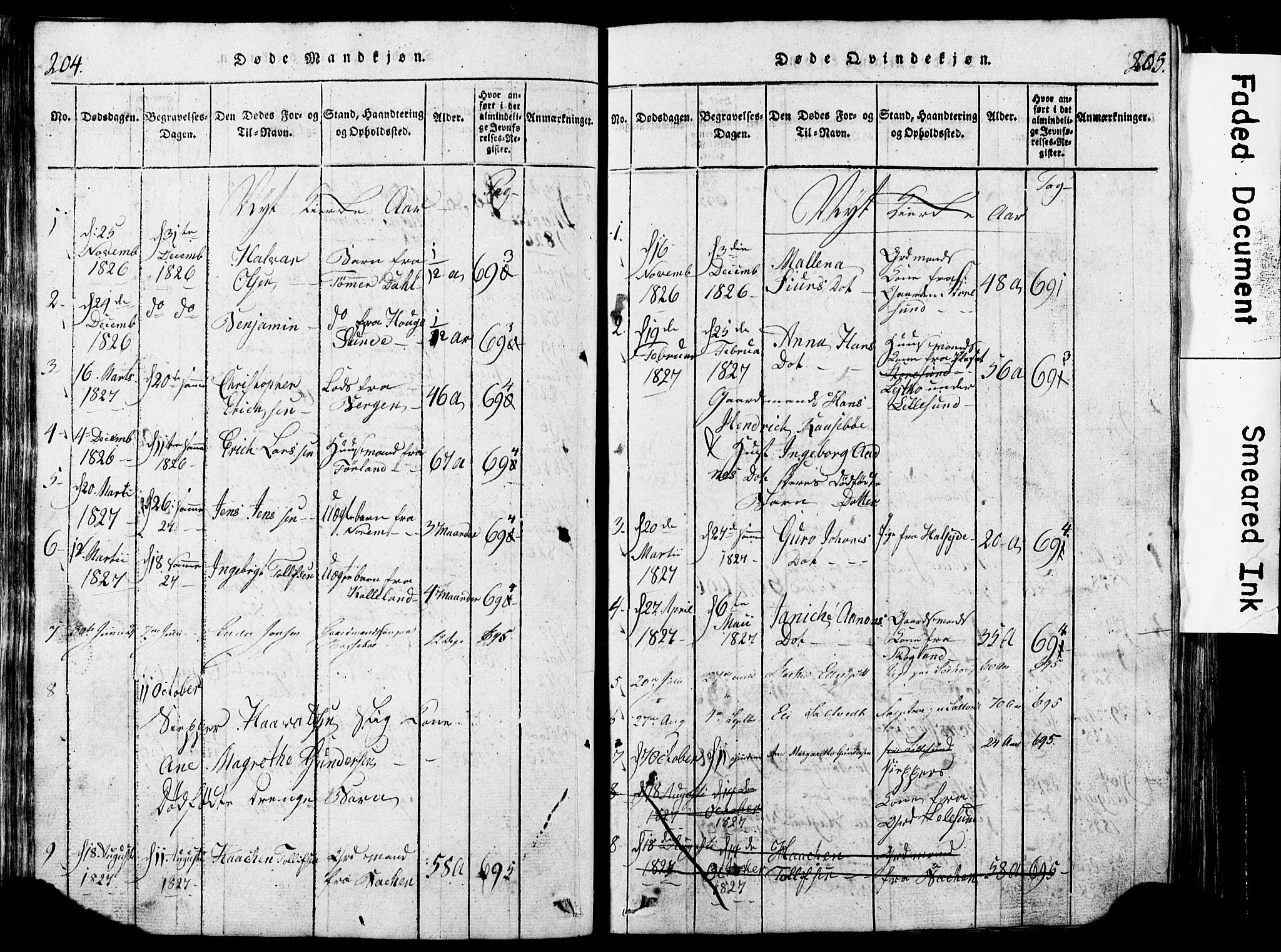 Torvastad sokneprestkontor, AV/SAST-A -101857/H/Ha/Hab/L0002: Parish register (copy) no. B 2, 1817-1834, p. 204-205