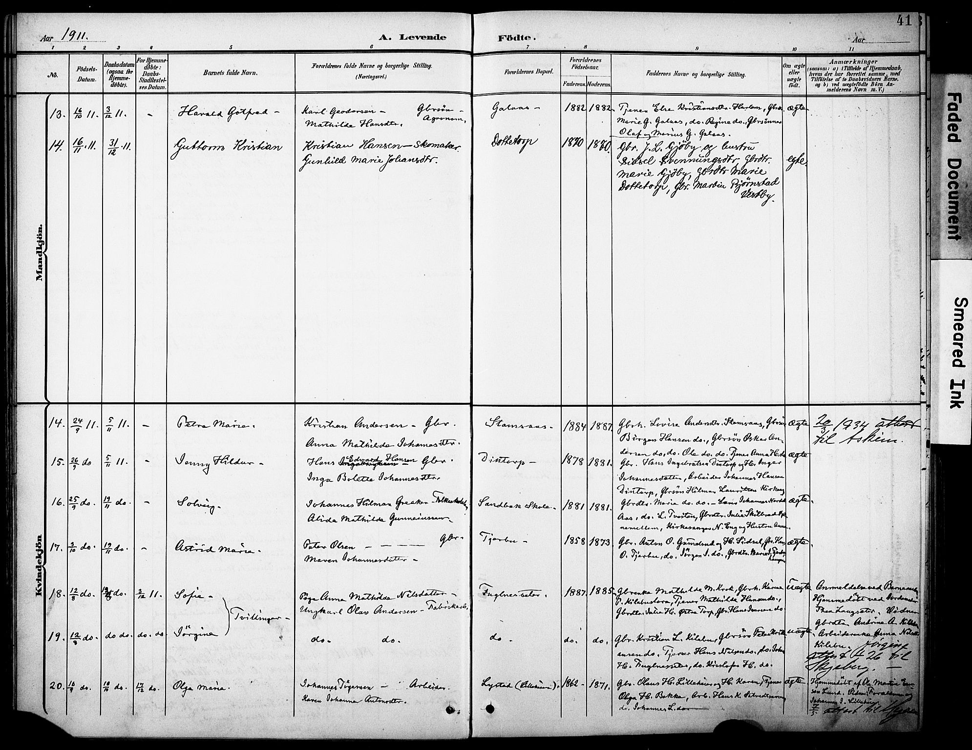 Rakkestad prestekontor Kirkebøker, AV/SAO-A-2008/F/Fb/L0002: Parish register (official) no. II 2, 1900-1920, p. 41