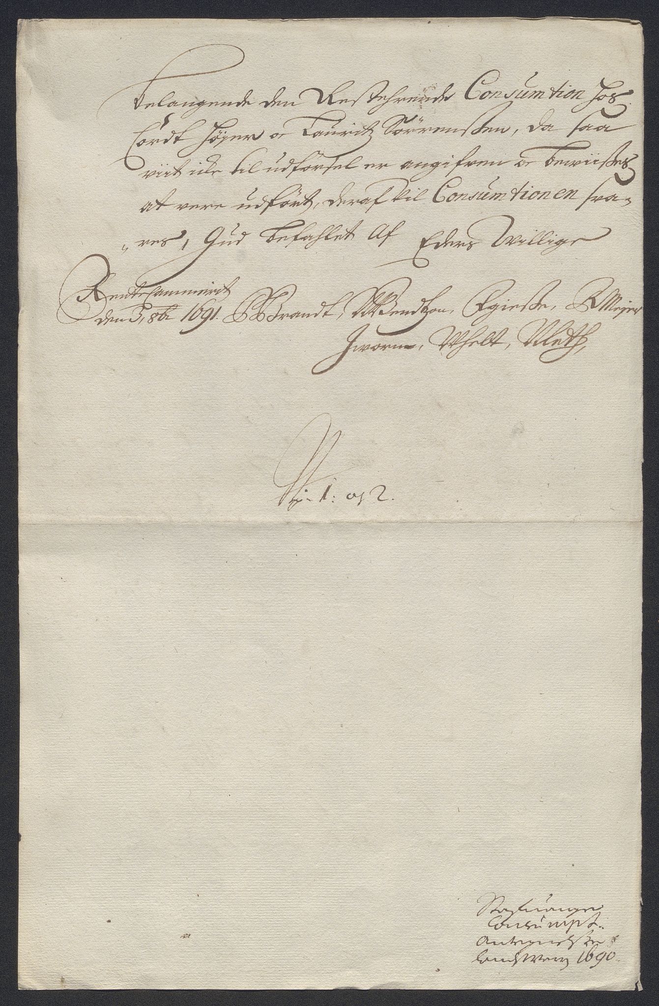 Rentekammeret inntil 1814, Reviderte regnskaper, Byregnskaper, AV/RA-EA-4066/R/Ro/L0333: [O25] Konsumpsjonsregnskap, 1690-1704, p. 16