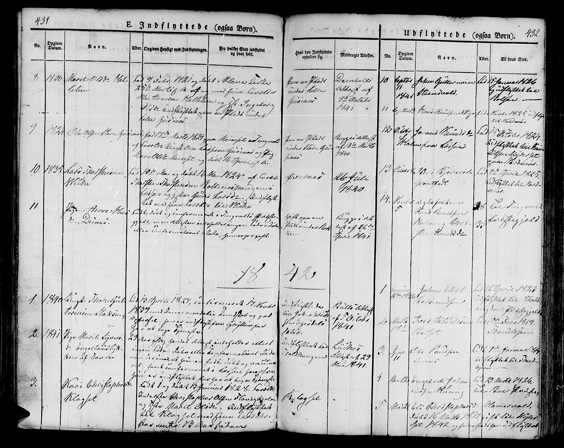Ministerialprotokoller, klokkerbøker og fødselsregistre - Møre og Romsdal, SAT/A-1454/551/L0624: Parish register (official) no. 551A04, 1831-1845, p. 431-432