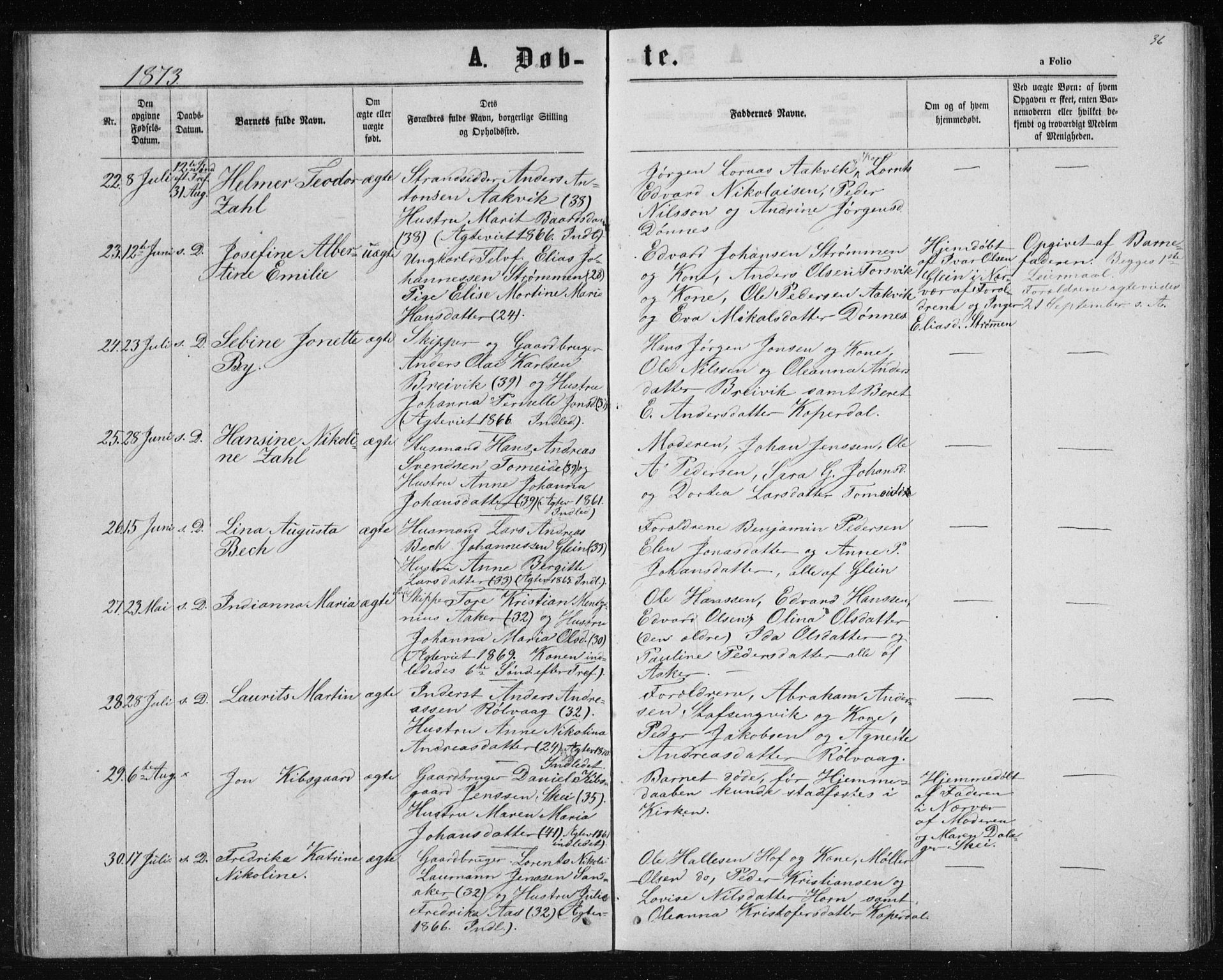 Ministerialprotokoller, klokkerbøker og fødselsregistre - Nordland, AV/SAT-A-1459/835/L0531: Parish register (copy) no. 835C03, 1865-1877, p. 36