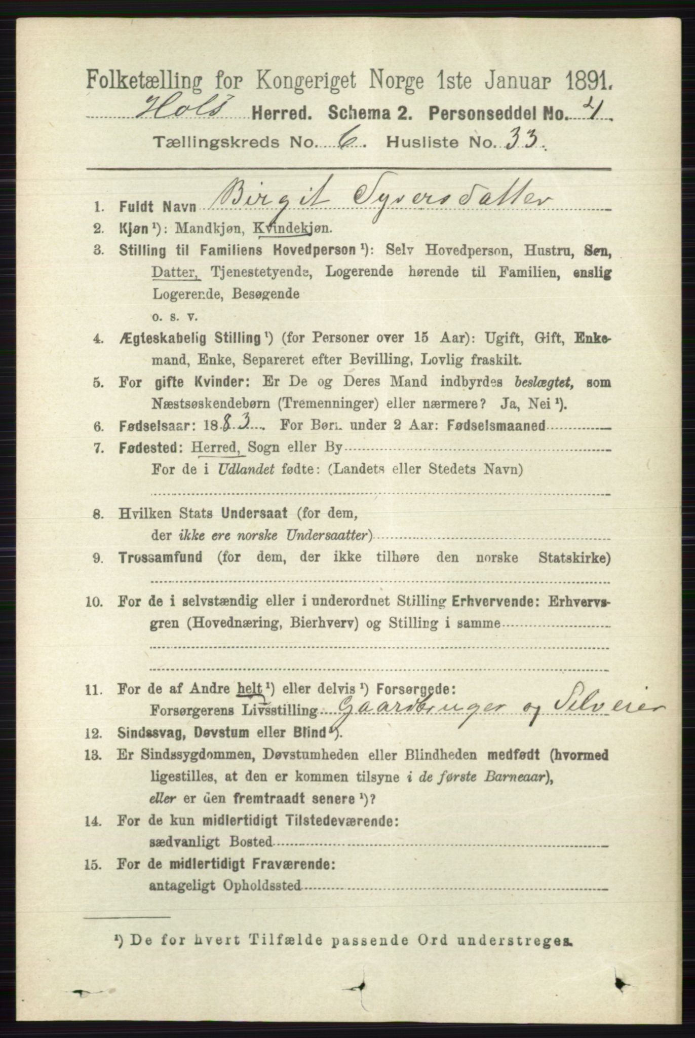 RA, 1891 census for 0620 Hol, 1891, p. 1970