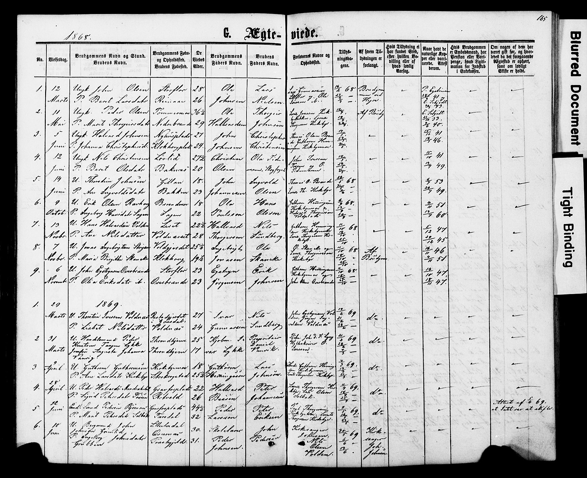 Ministerialprotokoller, klokkerbøker og fødselsregistre - Nord-Trøndelag, SAT/A-1458/706/L0049: Parish register (copy) no. 706C01, 1864-1895, p. 165