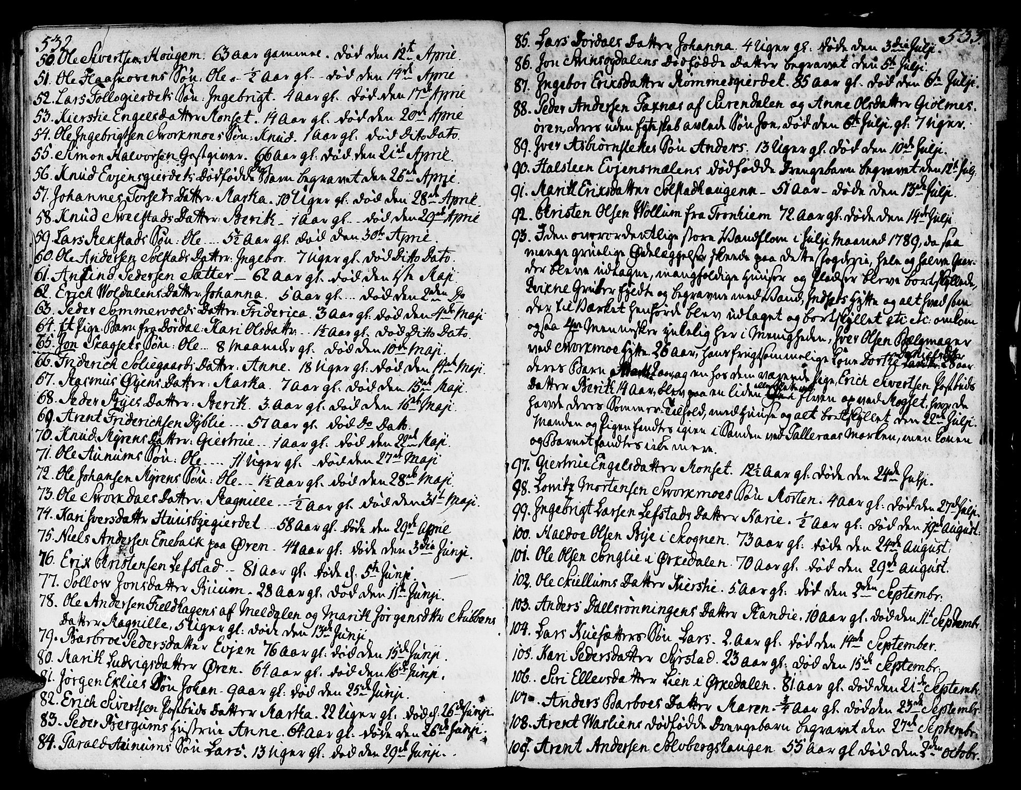 Ministerialprotokoller, klokkerbøker og fødselsregistre - Sør-Trøndelag, SAT/A-1456/668/L0802: Parish register (official) no. 668A02, 1776-1799, p. 532-533