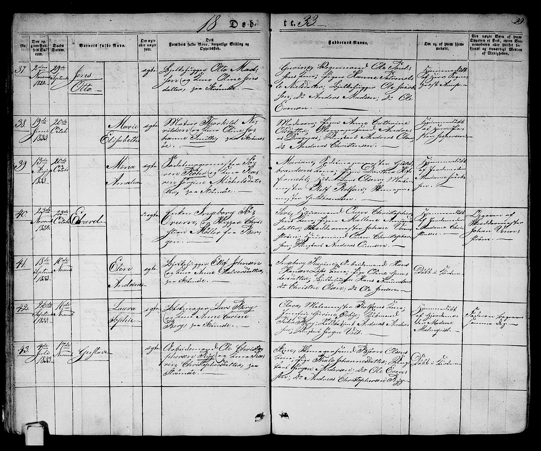 Strømsø kirkebøker, AV/SAKO-A-246/F/Fa/L0012: Parish register (official) no. I 12, 1830-1847, p. 29