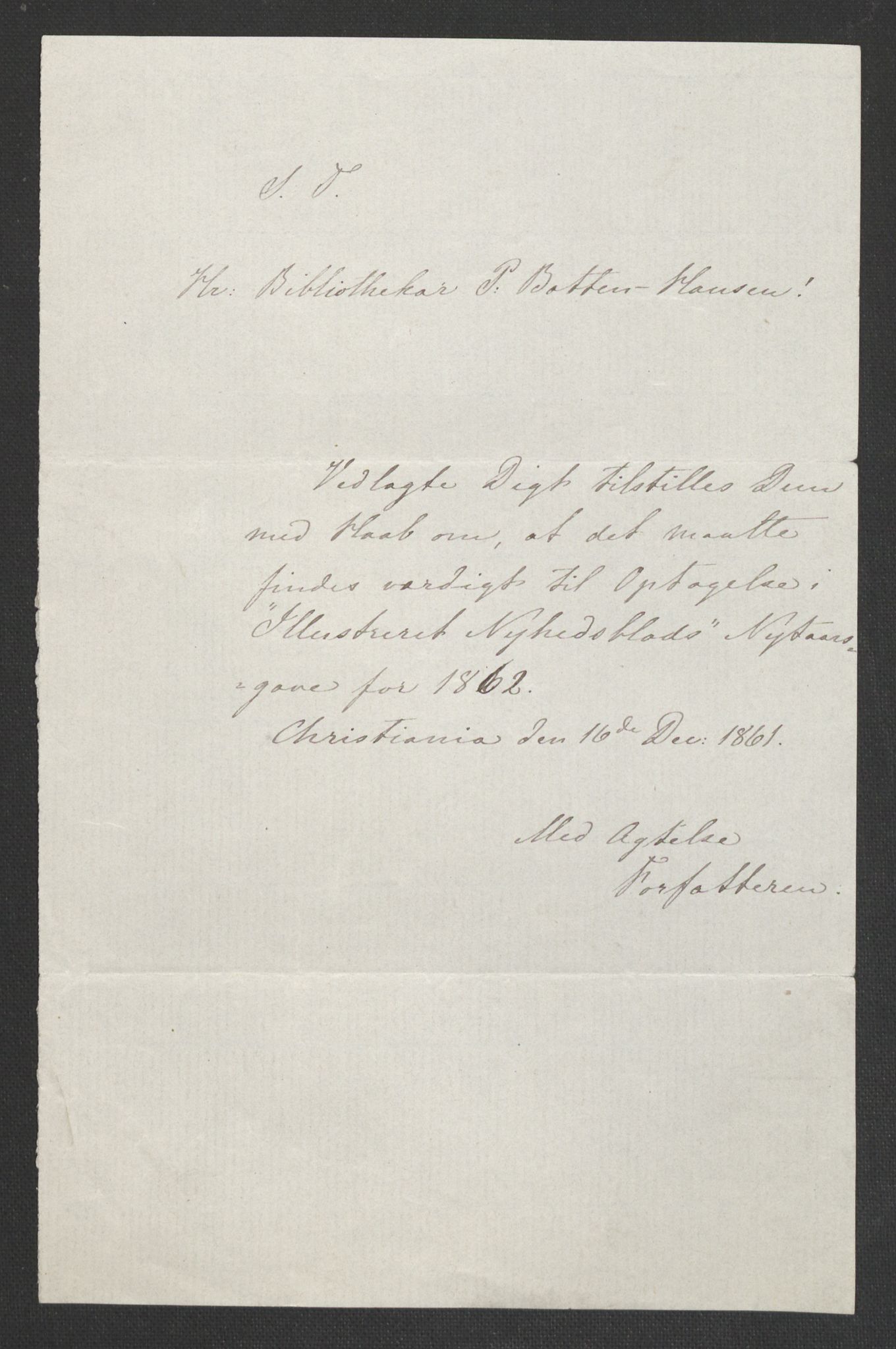 Botten-Hansen, Paul, AV/RA-PA-0017/F/L0001: Brev til Botten-Hansen, avsendere ordnet etter alfabetisk rekkefølge fra A-Ø, 1846-1866, p. 5