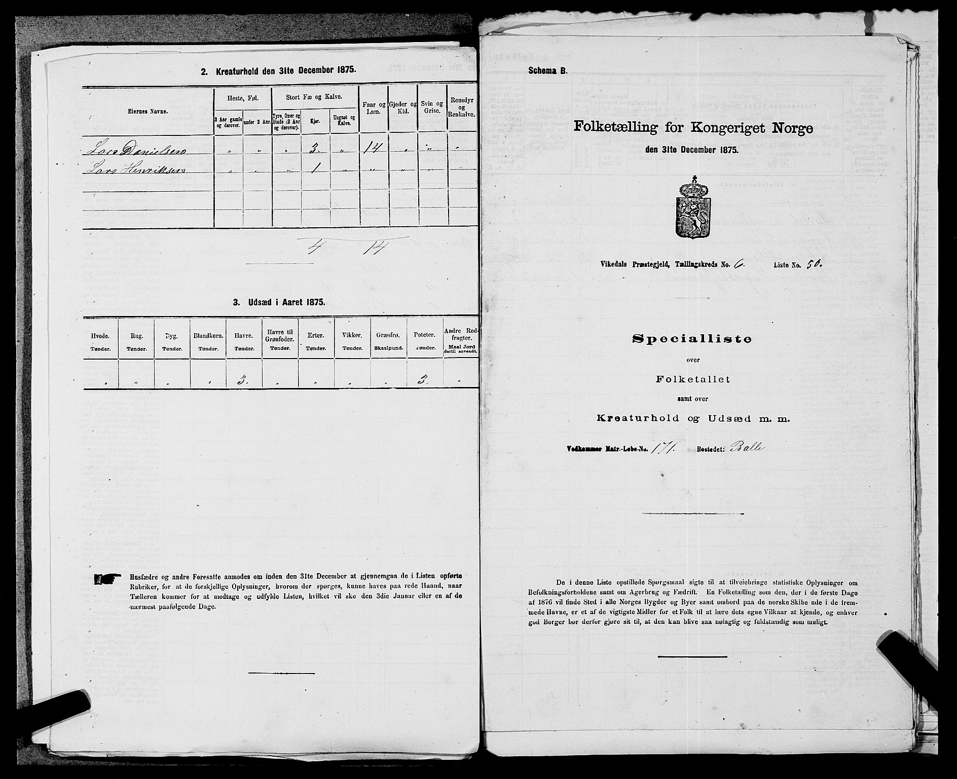 SAST, 1875 census for 1157P Vikedal, 1875, p. 757