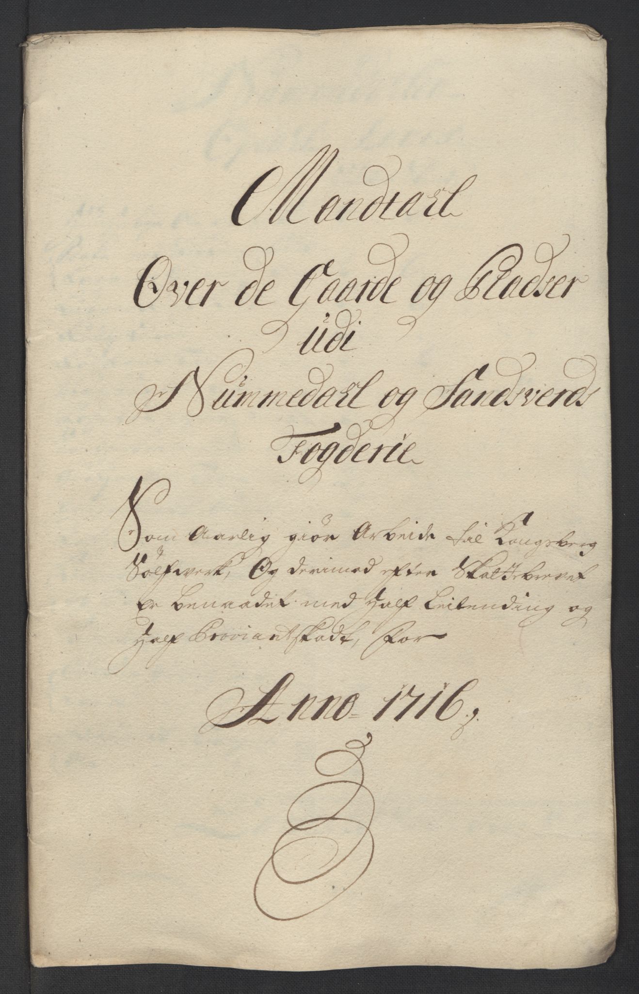 Rentekammeret inntil 1814, Reviderte regnskaper, Fogderegnskap, AV/RA-EA-4092/R24/L1592: Fogderegnskap Numedal og Sandsvær, 1716, p. 301