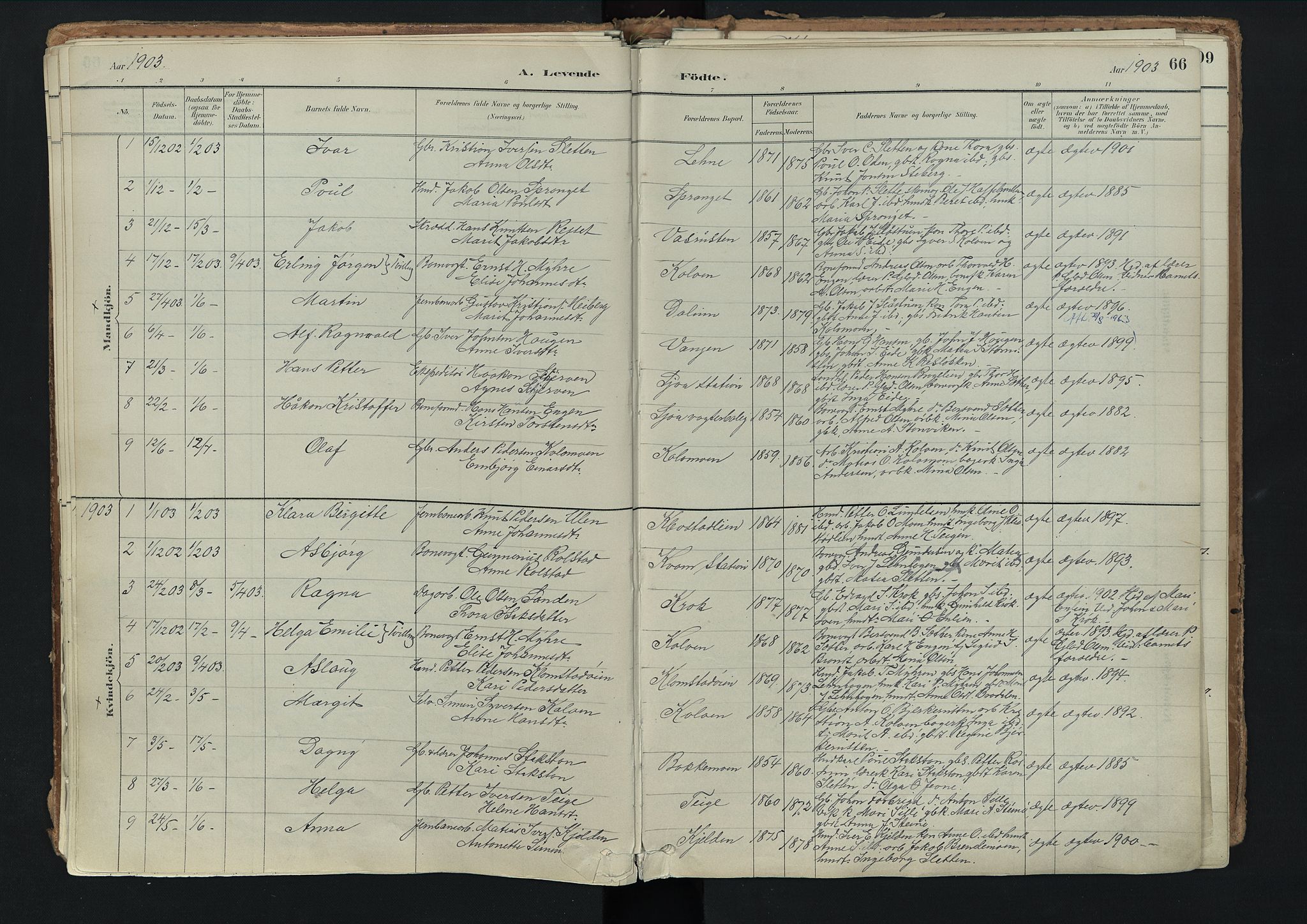 Nord-Fron prestekontor, SAH/PREST-080/H/Ha/Haa/L0003: Parish register (official) no. 3, 1884-1914, p. 66