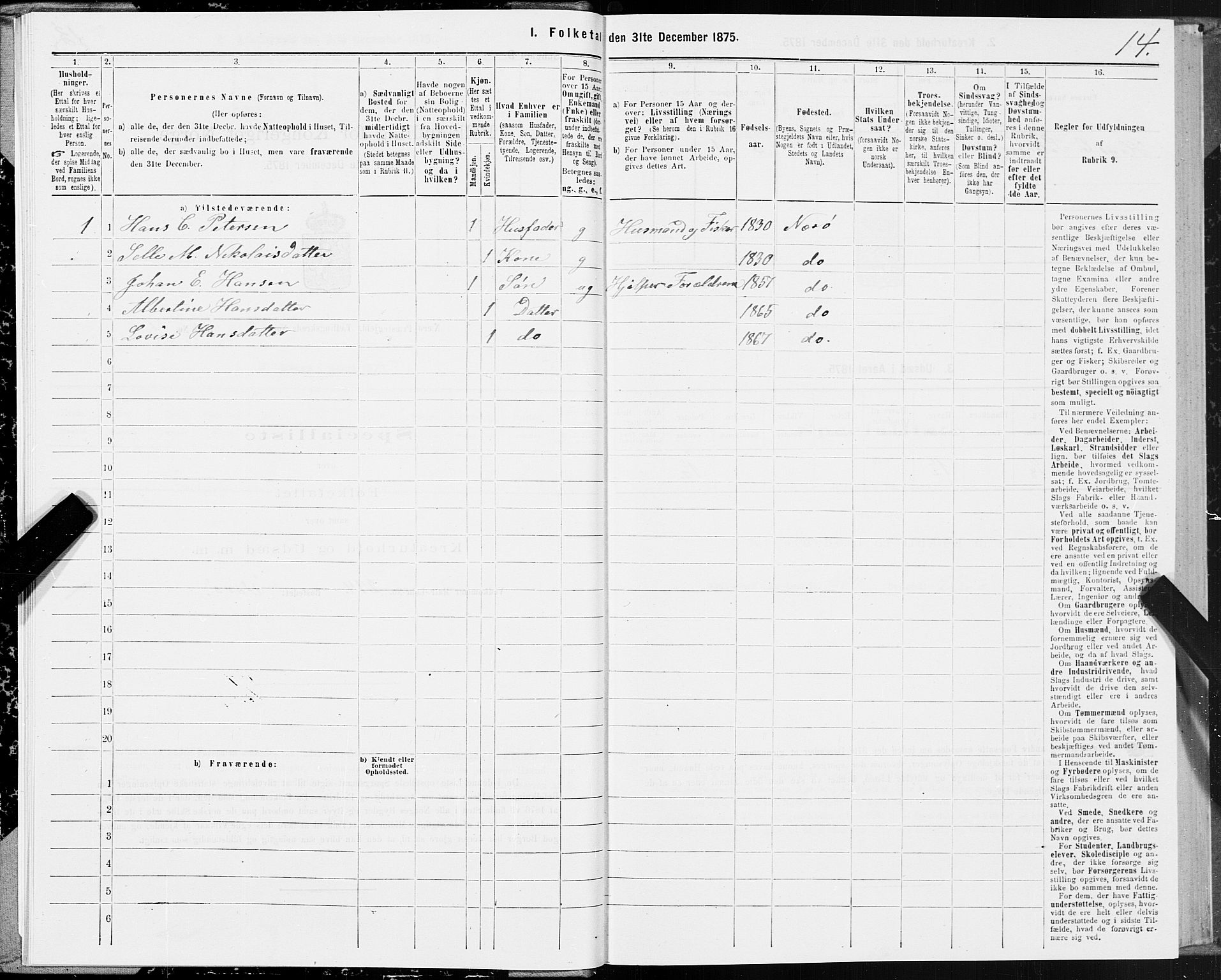 SAT, 1875 census for 1751P Nærøy, 1875, p. 2014