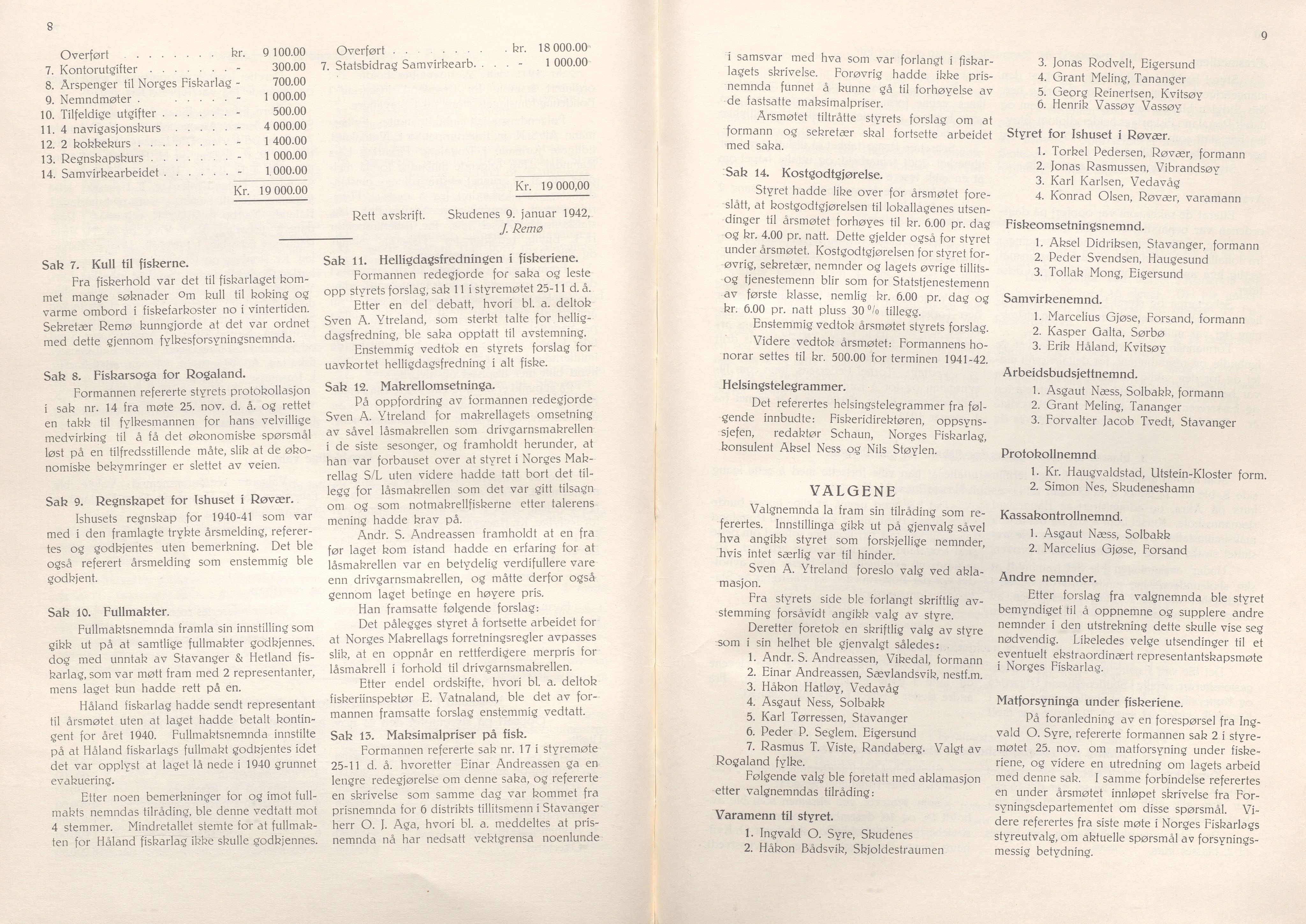 Rogaland fylkeskommune - Fylkesrådmannen , IKAR/A-900/A/Aa/Aaa/L0061: Møtebok , 1942, p. 8-9