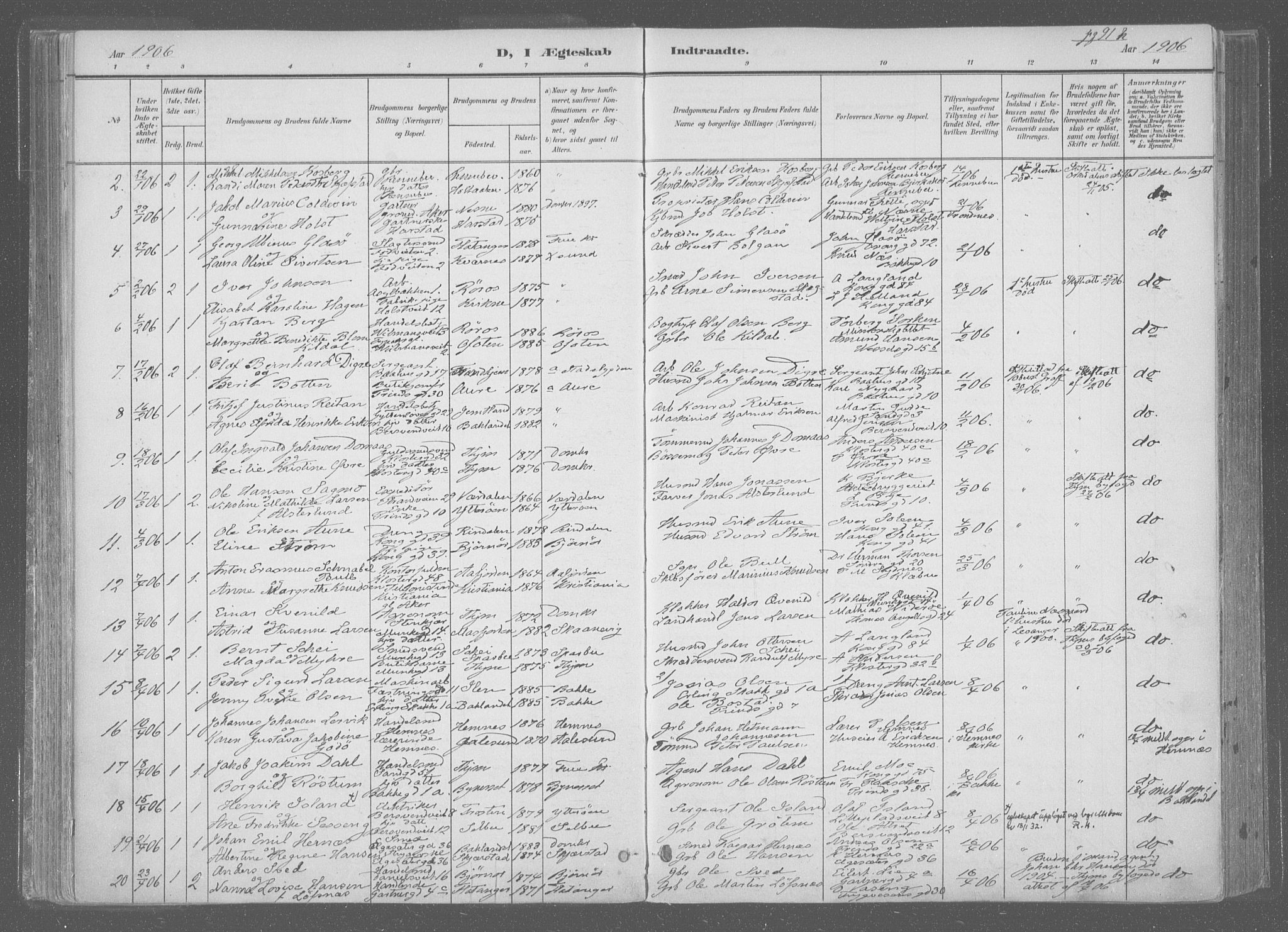 Ministerialprotokoller, klokkerbøker og fødselsregistre - Sør-Trøndelag, SAT/A-1456/601/L0064: Parish register (official) no. 601A31, 1891-1911, p. 91h