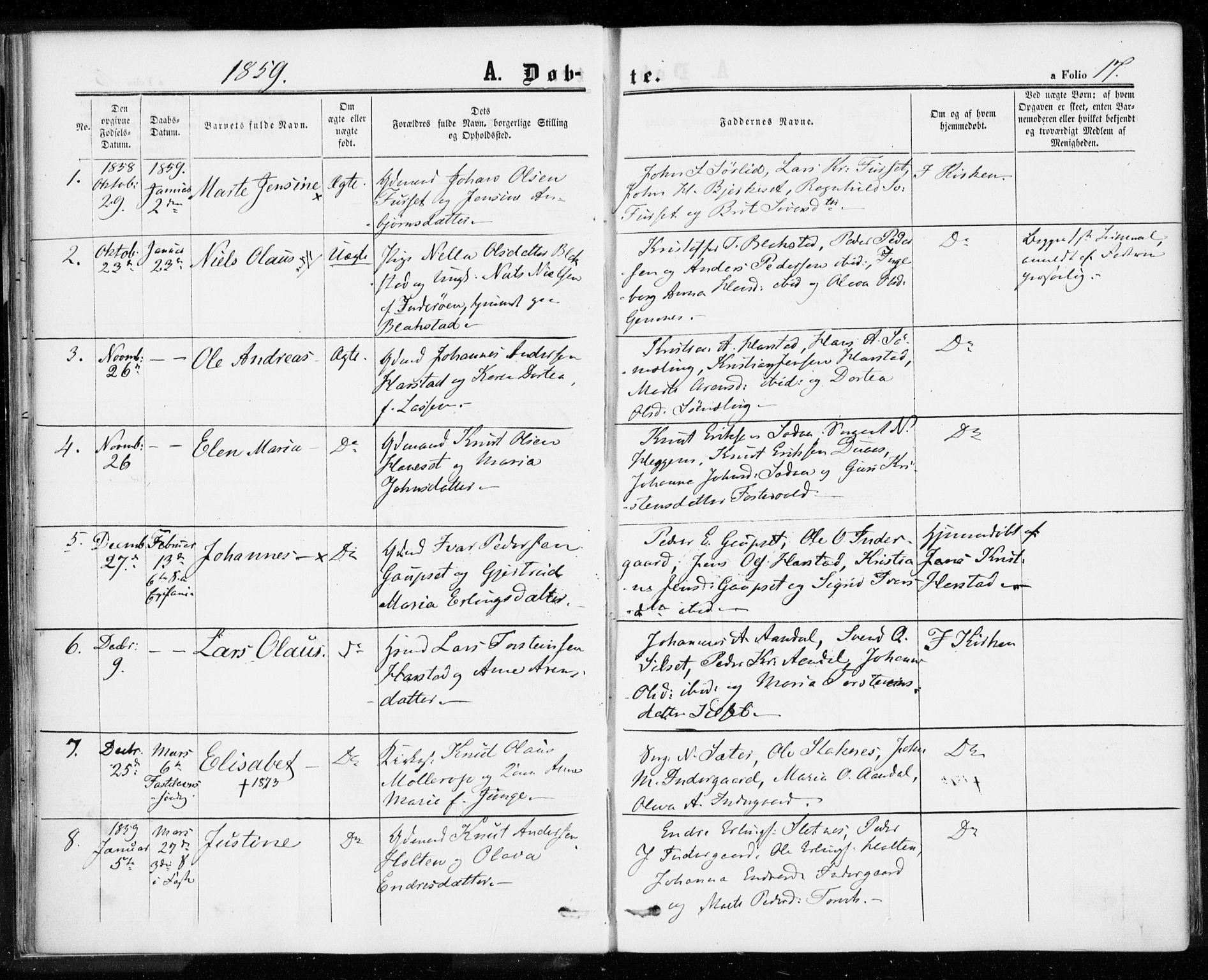 Ministerialprotokoller, klokkerbøker og fødselsregistre - Møre og Romsdal, AV/SAT-A-1454/584/L0965: Parish register (official) no. 584A05, 1857-1868, p. 17