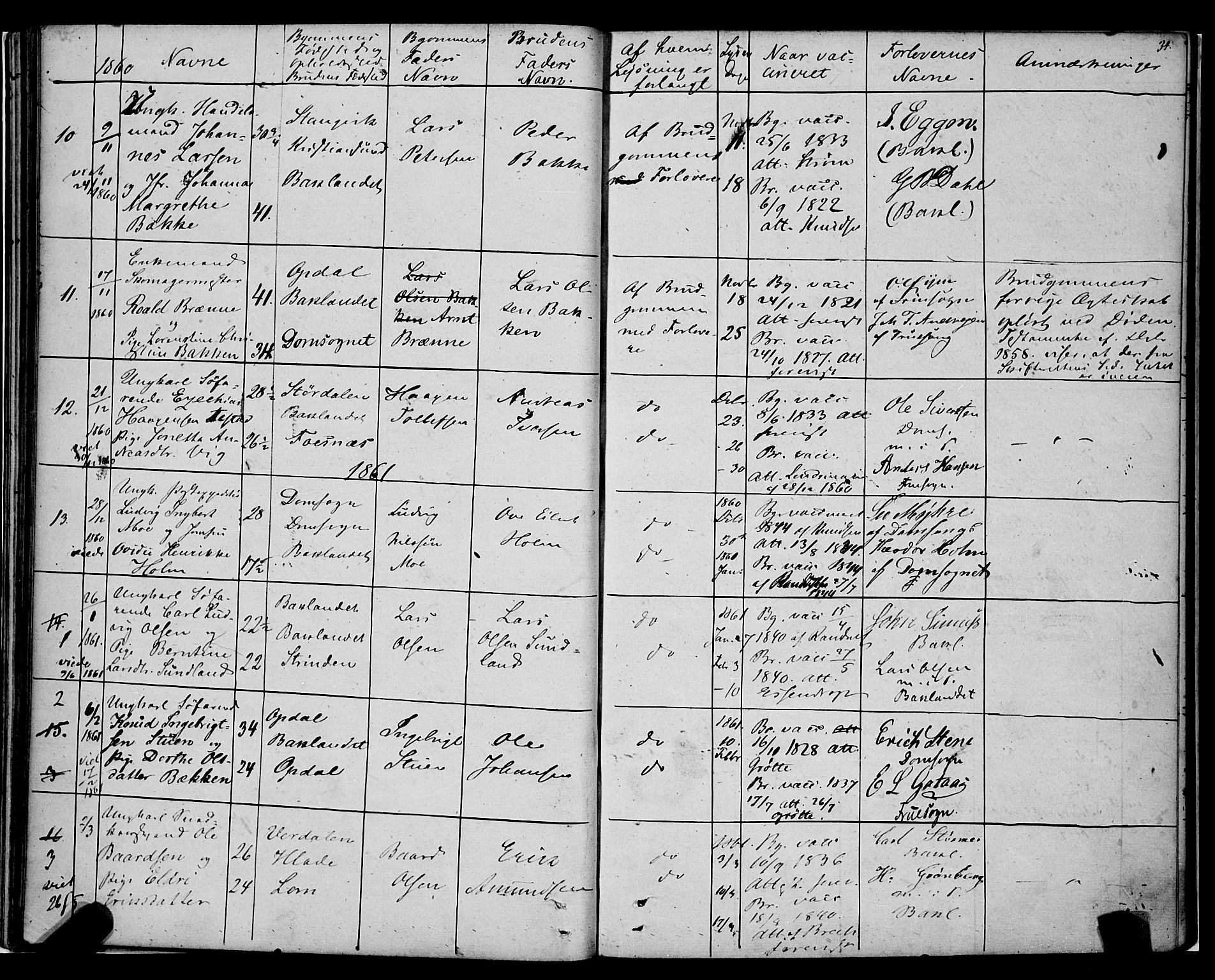 Ministerialprotokoller, klokkerbøker og fødselsregistre - Sør-Trøndelag, SAT/A-1456/604/L0187: Parish register (official) no. 604A08, 1847-1878, p. 34