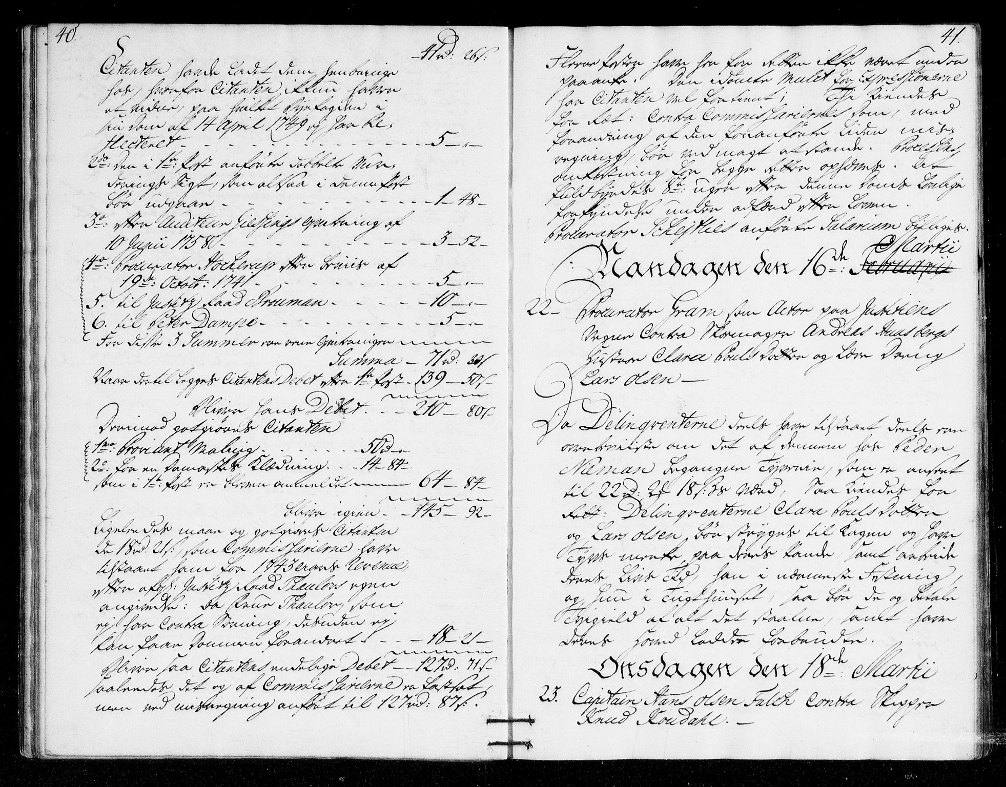 Overhoffretten 1667-1797, AV/RA-EA-2884/Ab/L0098: Domsprotokoll, 1767, p. 40-41