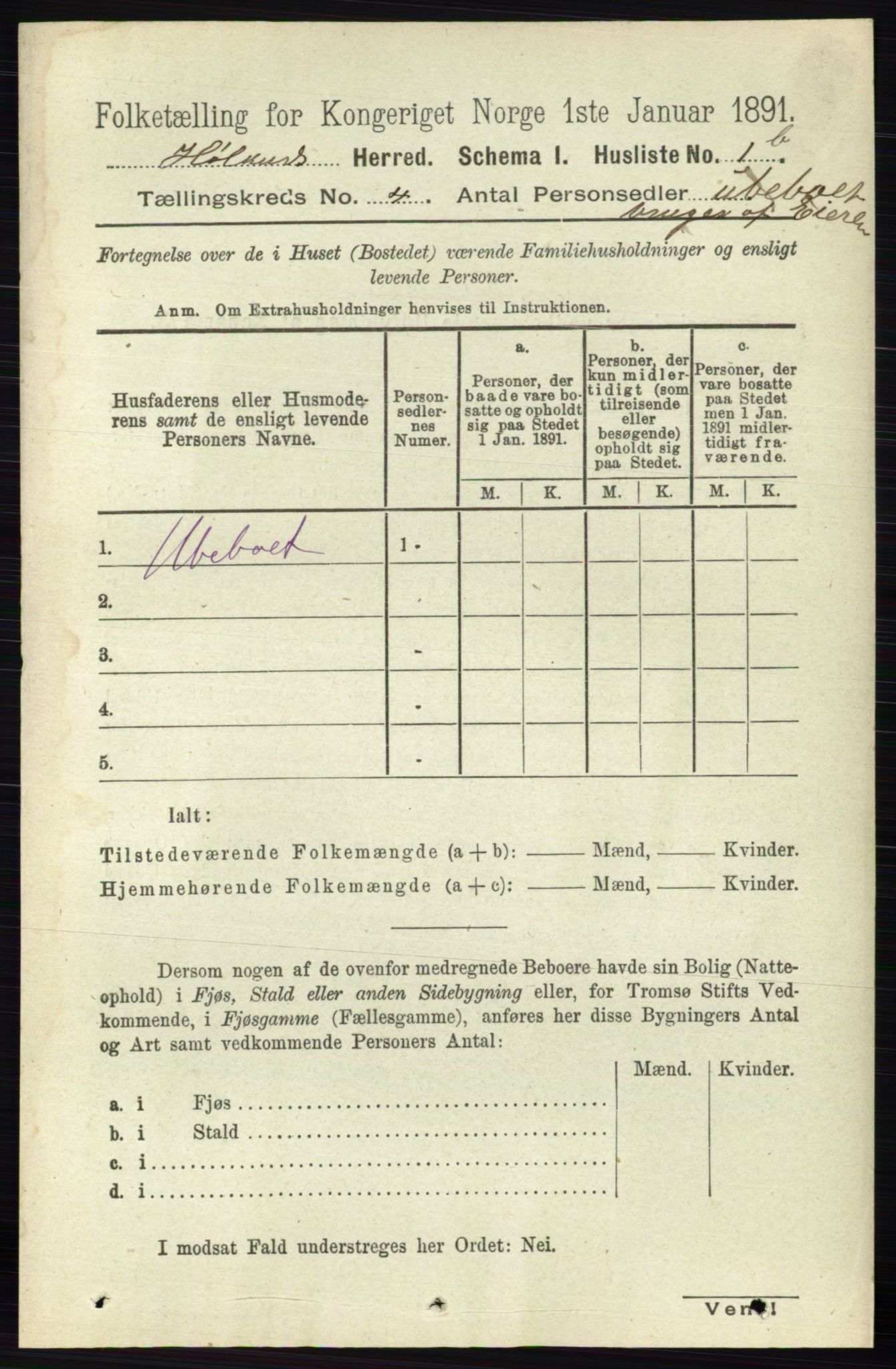 RA, 1891 census for 0221 Høland, 1891, p. 2455