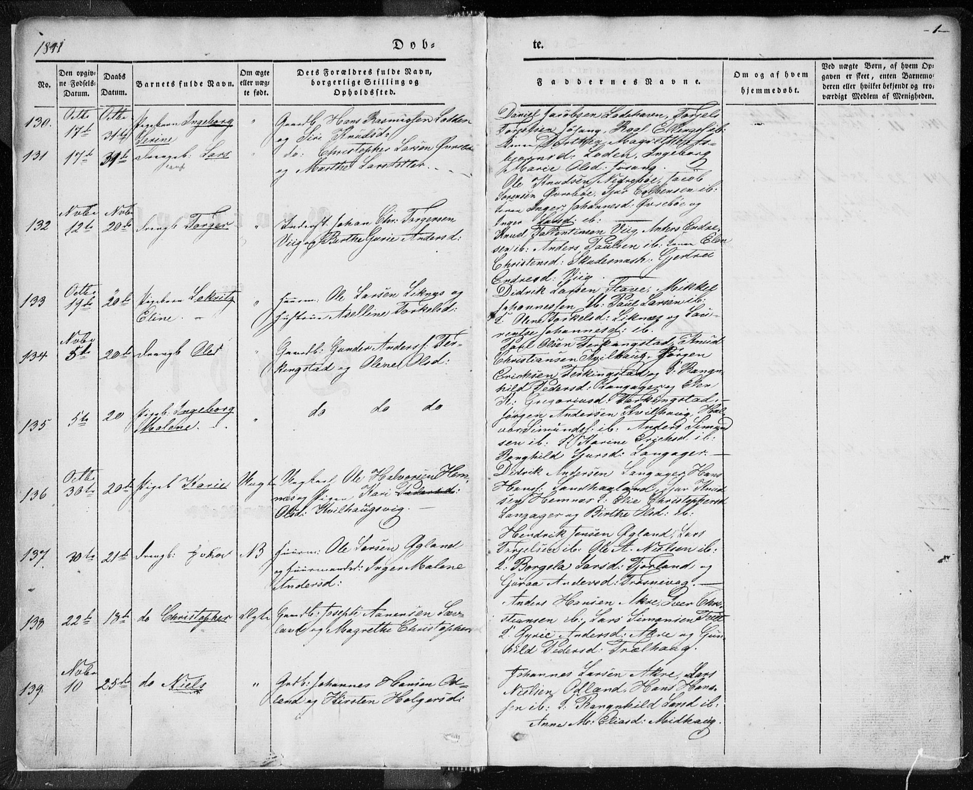 Skudenes sokneprestkontor, SAST/A -101849/H/Ha/Haa/L0002: Parish register (official) no. A 2.1, 1841-1846, p. 1