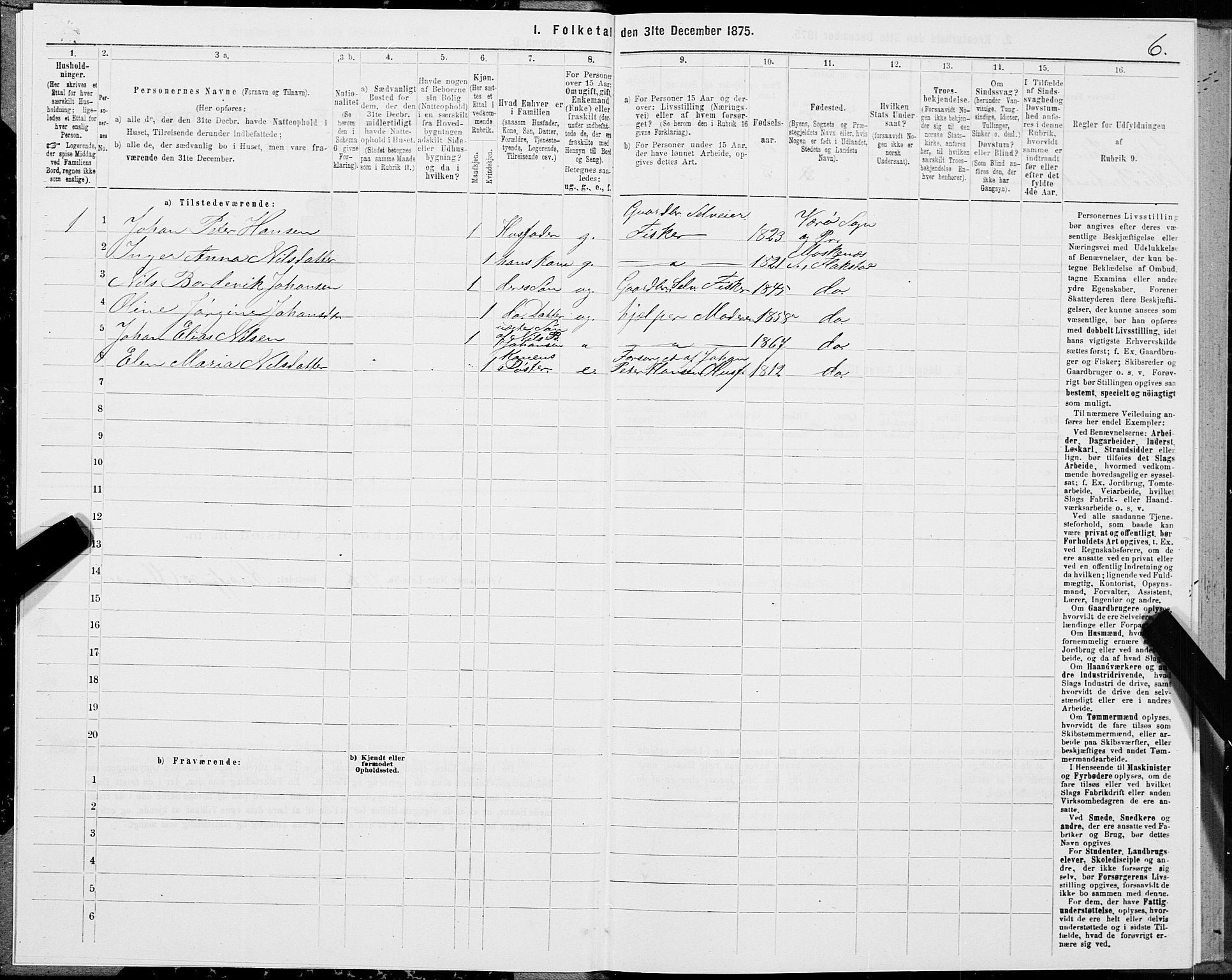 SAT, 1875 census for 1859P Flakstad, 1875, p. 2006