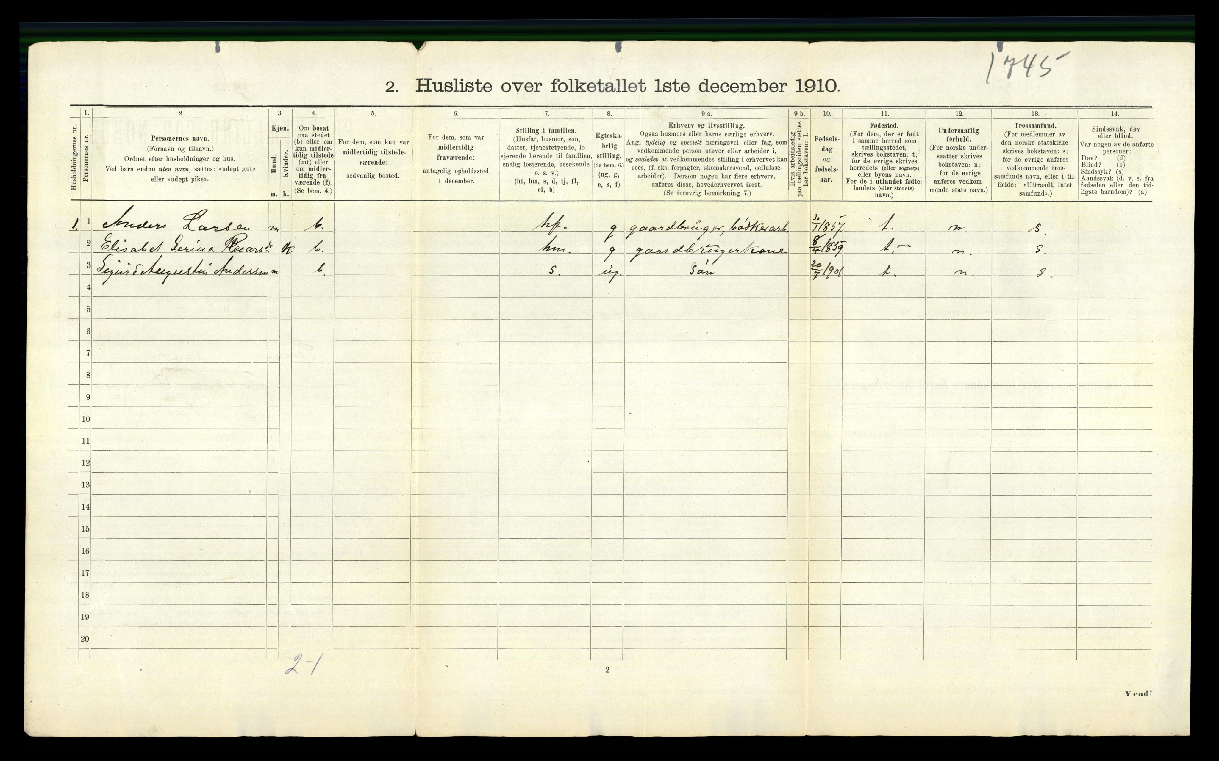 RA, 1910 census for Sveio, 1910, p. 35