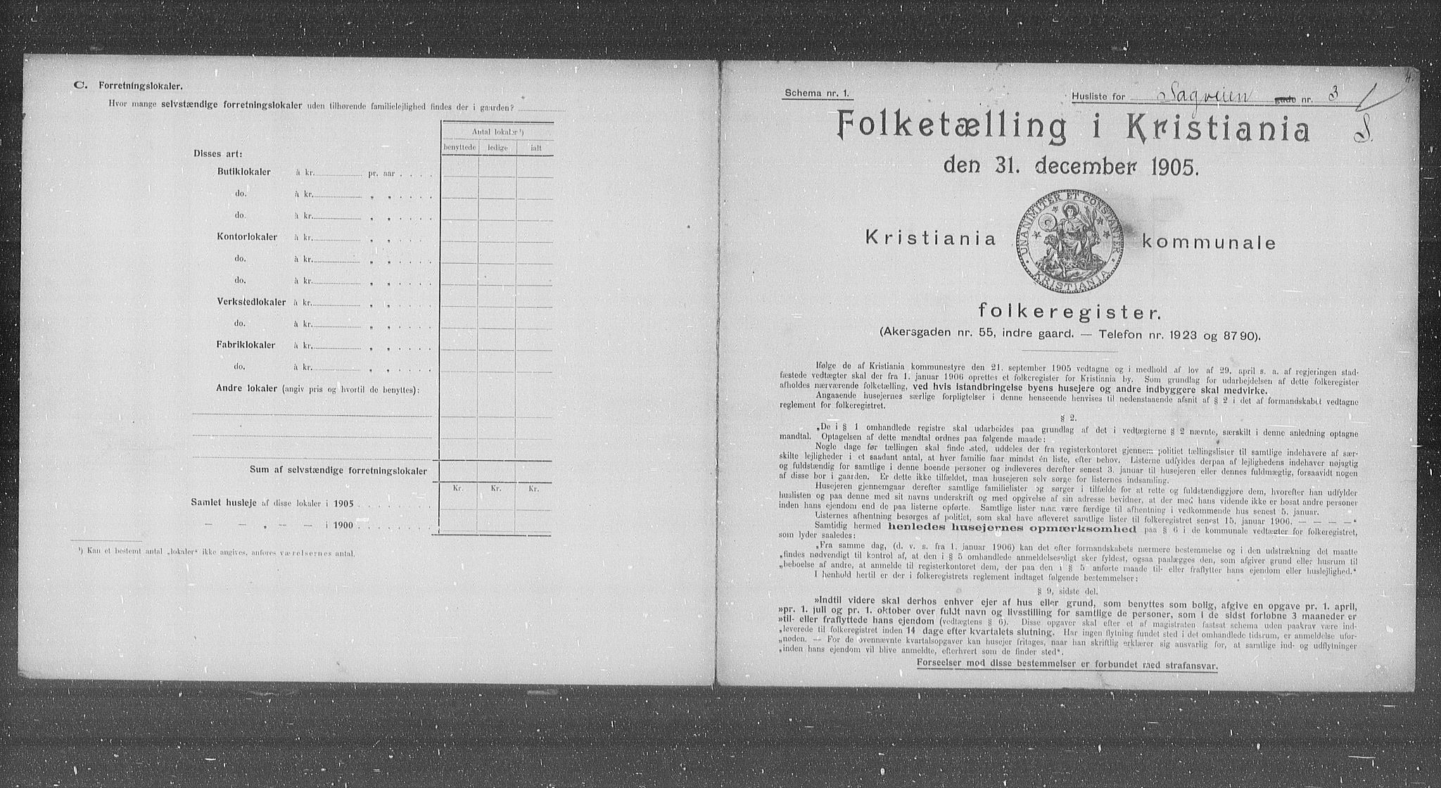 OBA, Municipal Census 1905 for Kristiania, 1905, p. 45441