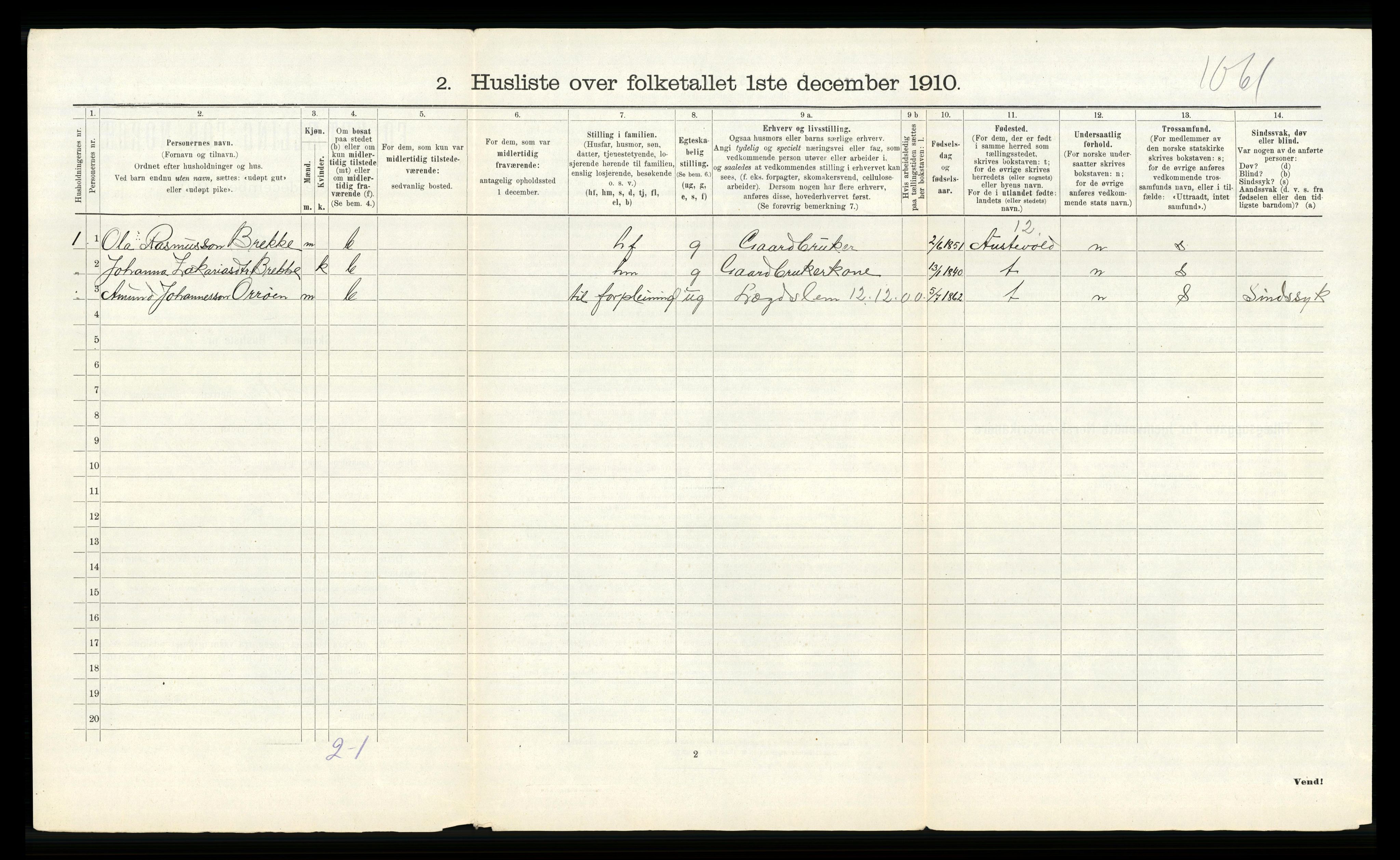 RA, 1910 census for Fitjar, 1910, p. 60