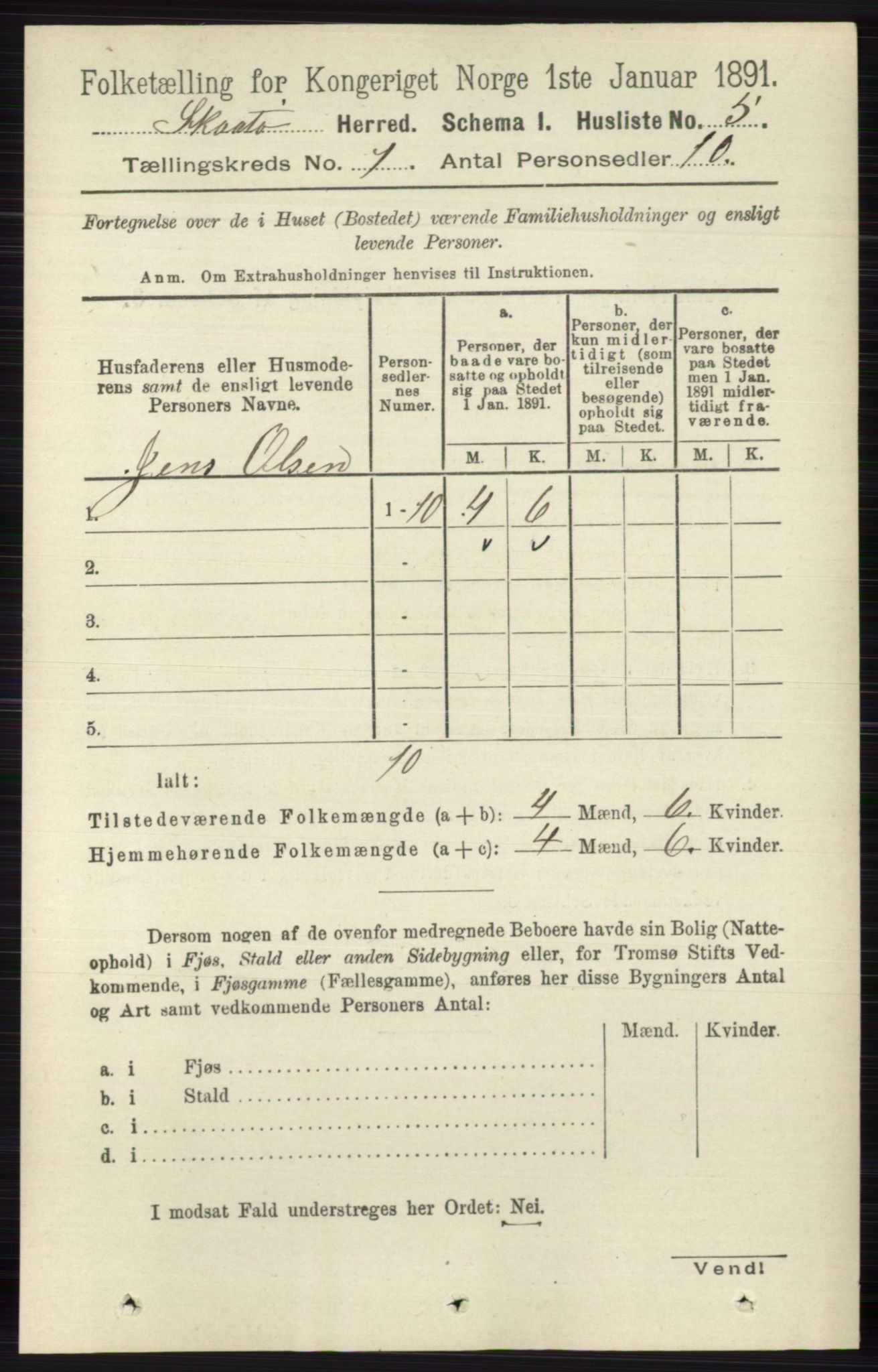 RA, 1891 census for 0815 Skåtøy, 1891, p. 44