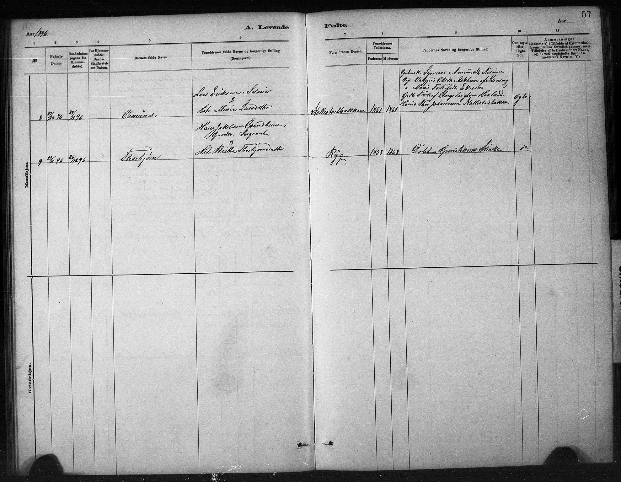 Etne sokneprestembete, SAB/A-75001/H/Hab: Parish register (copy) no. A 5, 1879-1896, p. 57