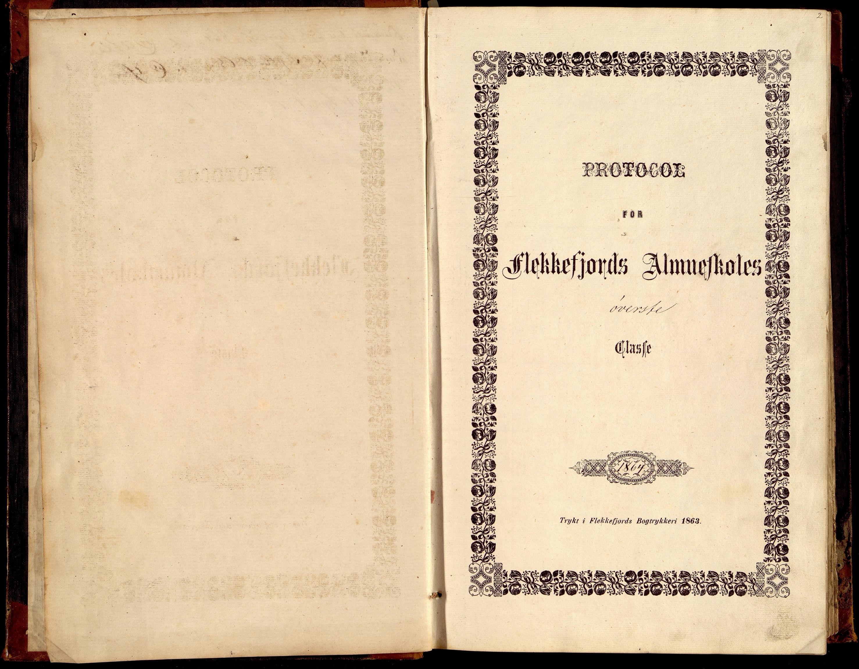 Flekkefjord By - Flekkefjord Folkeskole, ARKSOR/1004FG550/H/L0003: Skoleprotokoll, 1864-1876