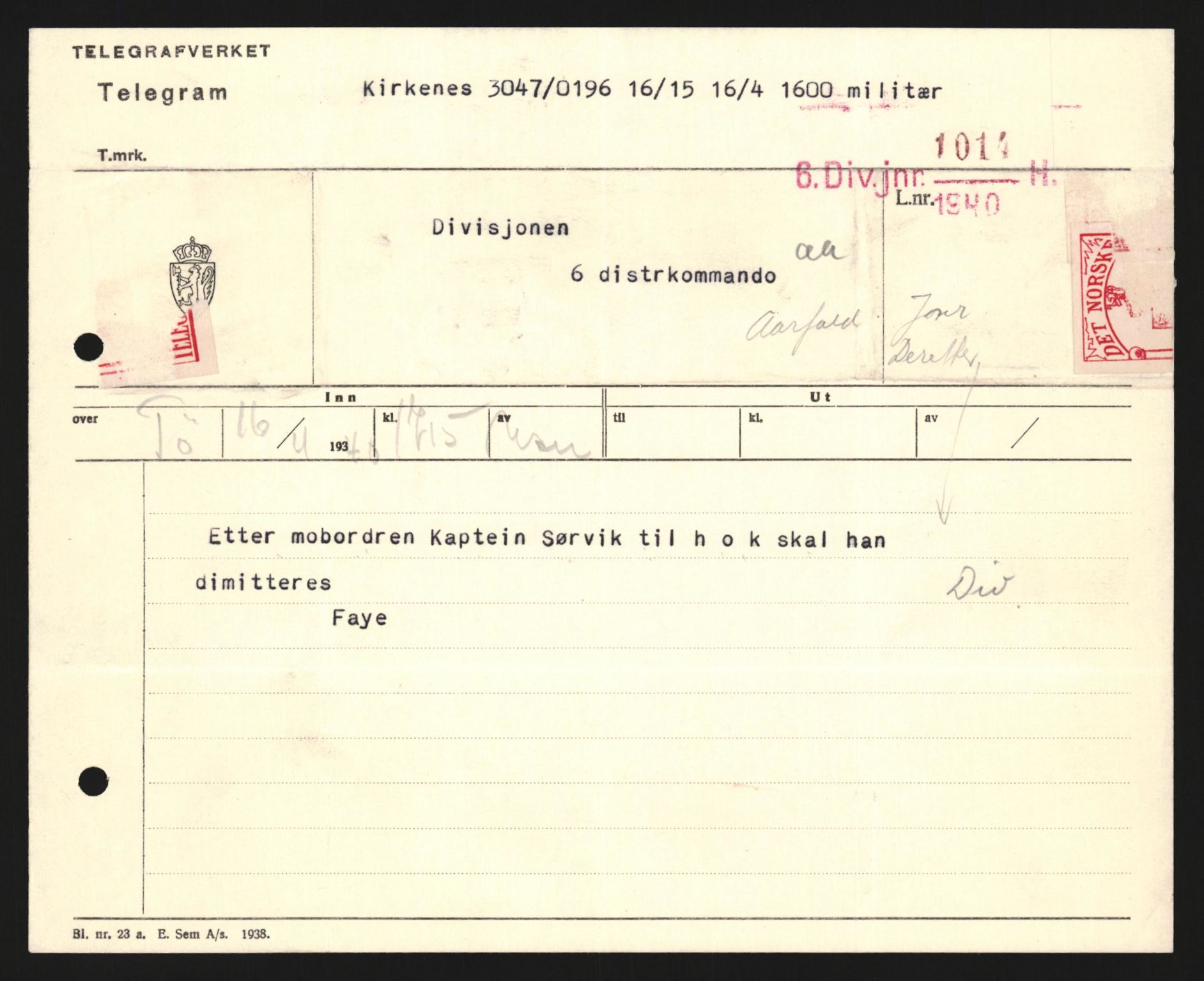 Forsvaret, Forsvarets krigshistoriske avdeling, AV/RA-RAFA-2017/Y/Yb/L0122: II-C-11-600  -  6. Divisjon med avdelinger, 1940, p. 20