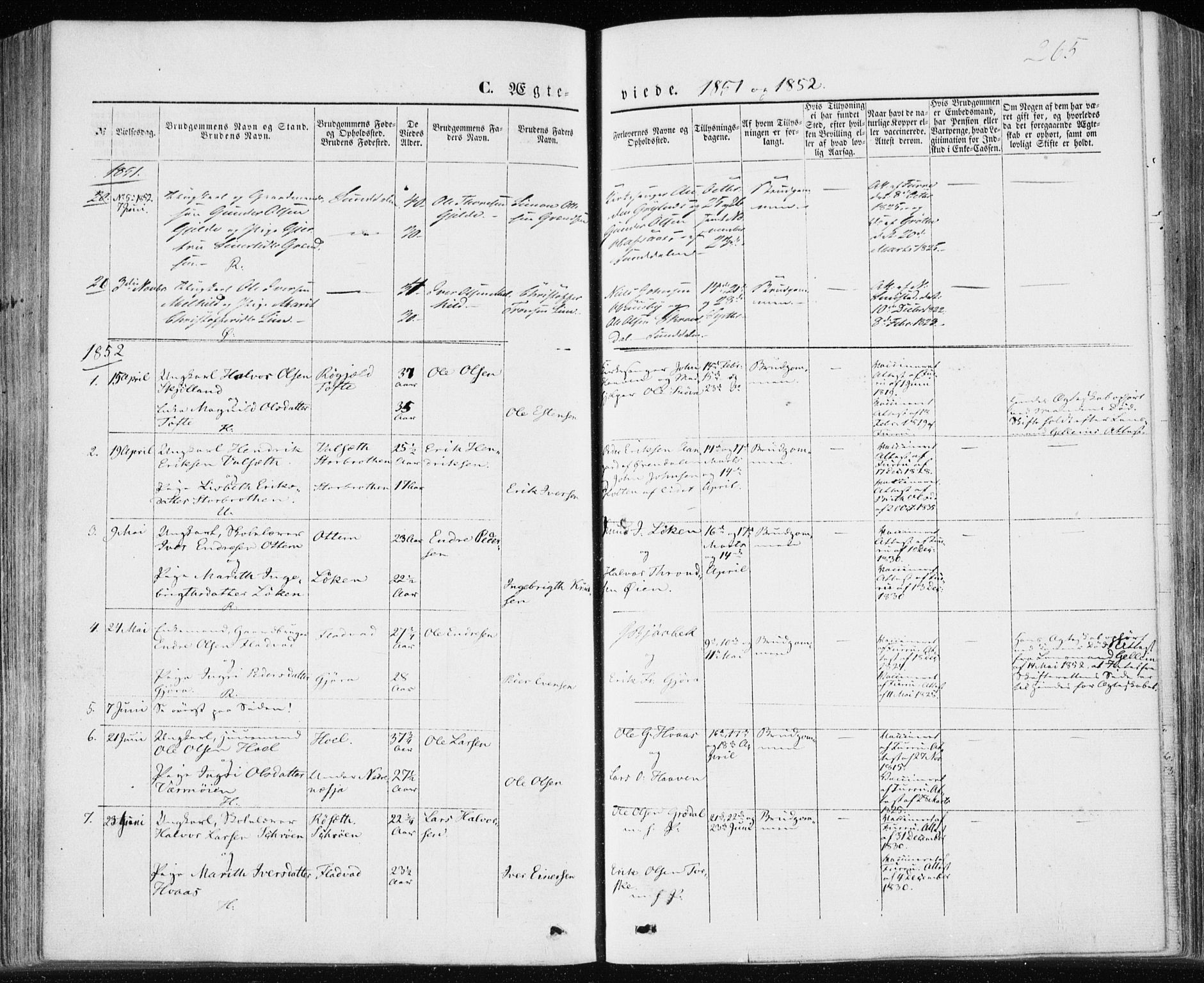 Ministerialprotokoller, klokkerbøker og fødselsregistre - Møre og Romsdal, AV/SAT-A-1454/590/L1013: Parish register (official) no. 590A05, 1847-1877, p. 265