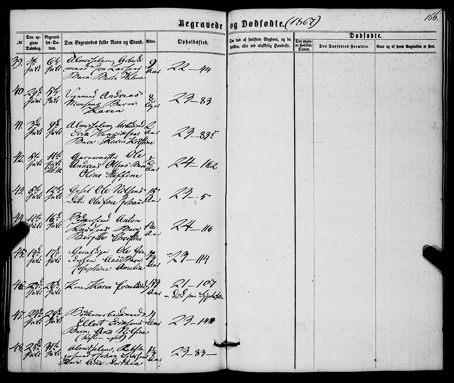 Korskirken sokneprestembete, AV/SAB-A-76101/H/Haa/L0045: Parish register (official) no. E 3, 1863-1875, p. 166