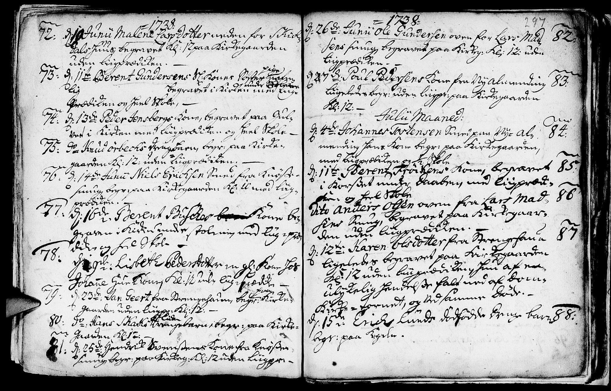 Nykirken Sokneprestembete, AV/SAB-A-77101/H/Haa/L0009: Parish register (official) no. A 9, 1689-1759, p. 297