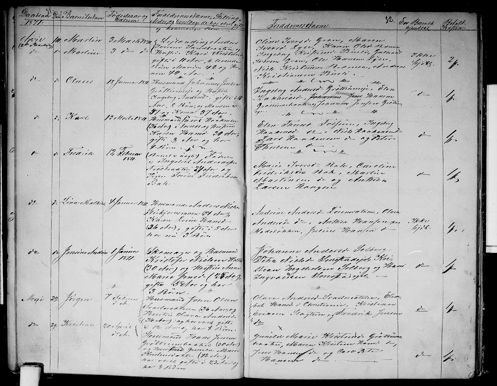 Vestre Aker prestekontor Kirkebøker, SAO/A-10025/G/Gb/L0001: Parish register (copy) no. II 1, 1865-1881, p. 31-32