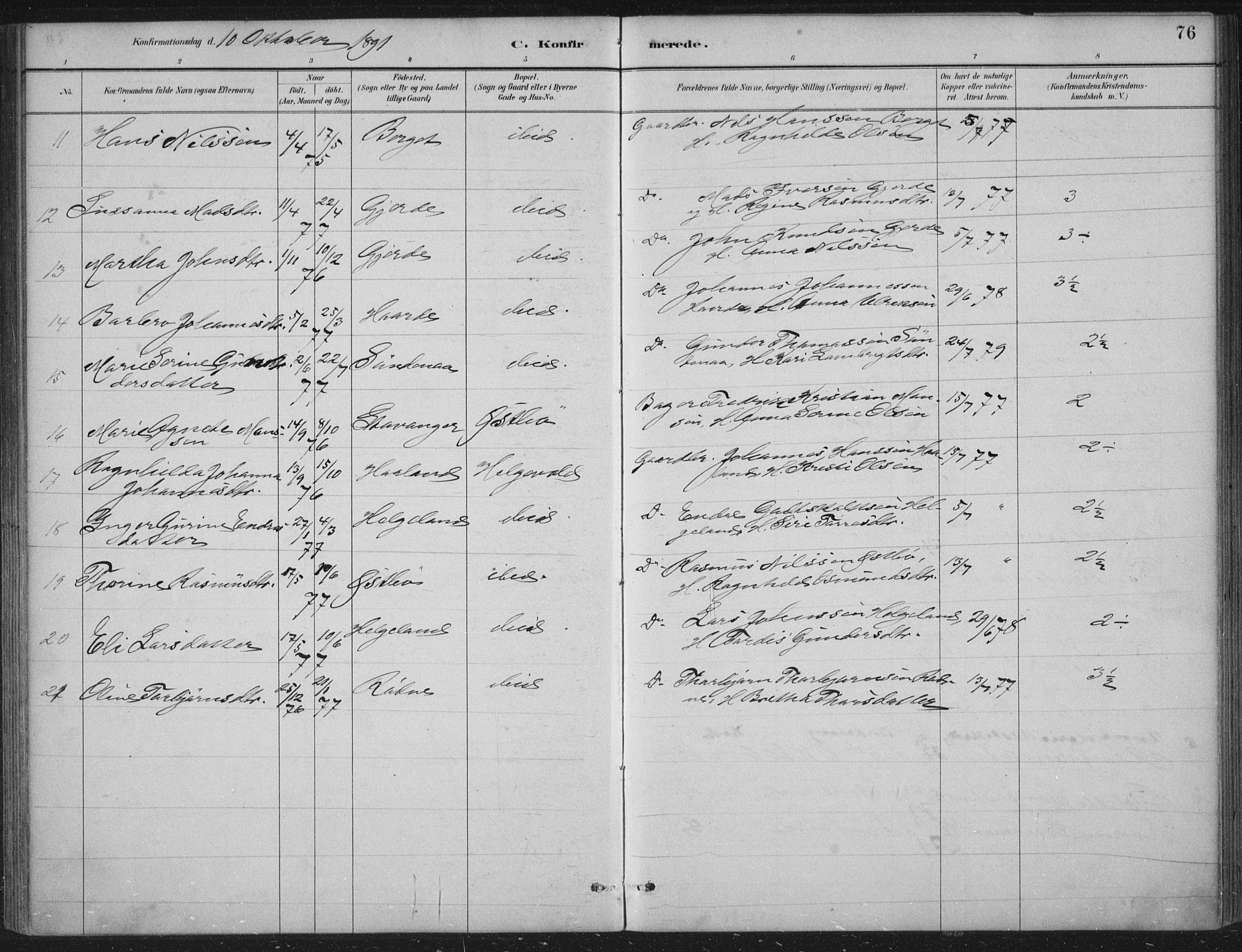 Vikedal sokneprestkontor, AV/SAST-A-101840/01/IV: Parish register (official) no. A 11, 1884-1933, p. 76