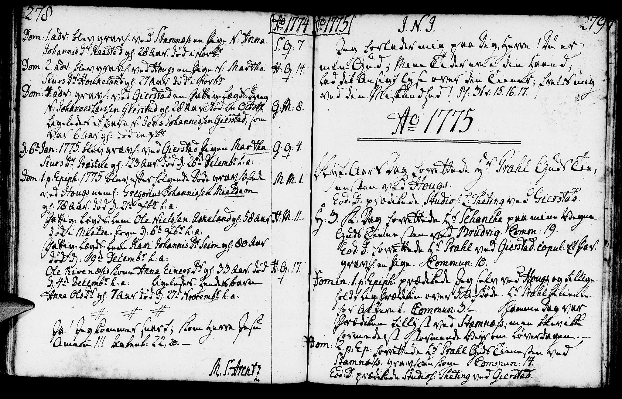 Haus sokneprestembete, SAB/A-75601/H/Haa: Parish register (official) no. A 9, 1767-1781, p. 278-279