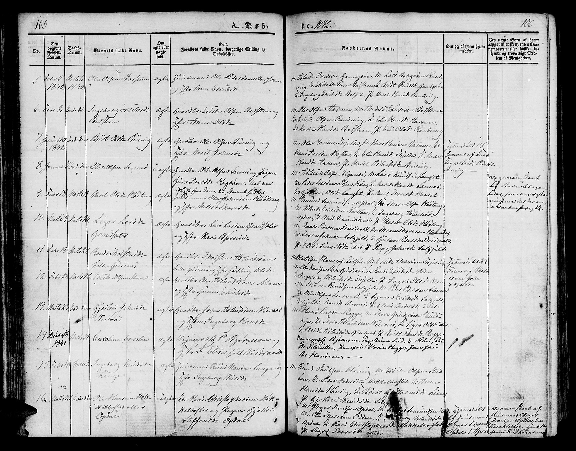 Ministerialprotokoller, klokkerbøker og fødselsregistre - Møre og Romsdal, AV/SAT-A-1454/551/L0624: Parish register (official) no. 551A04, 1831-1845, p. 105-106