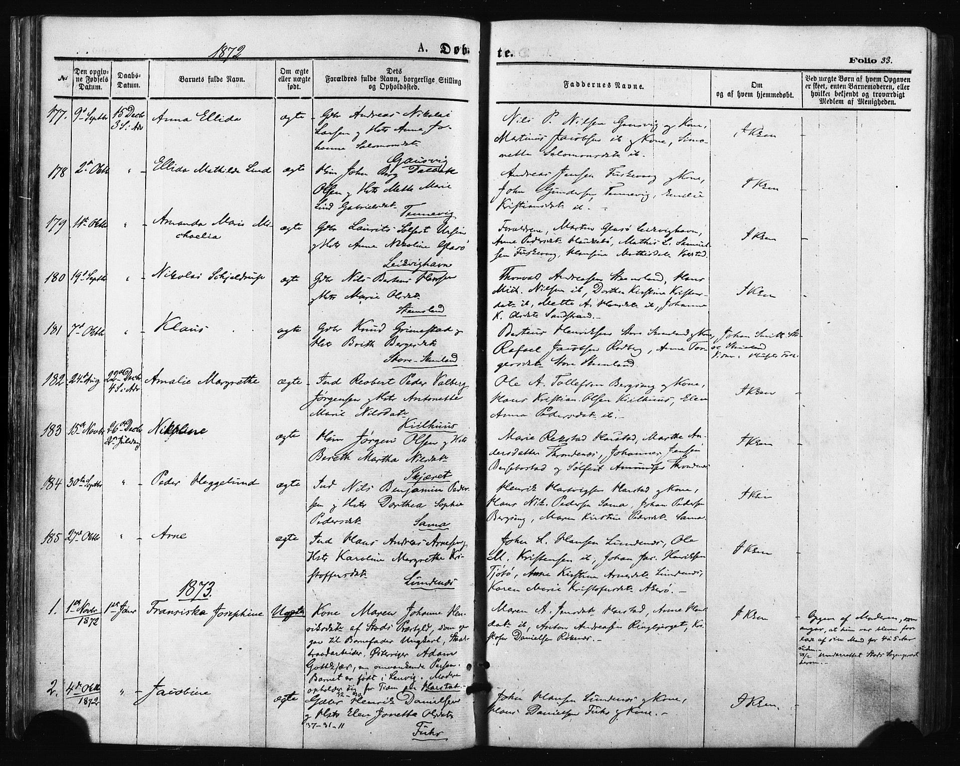 Trondenes sokneprestkontor, SATØ/S-1319/H/Ha/L0013kirke: Parish register (official) no. 13, 1870-1878, p. 33