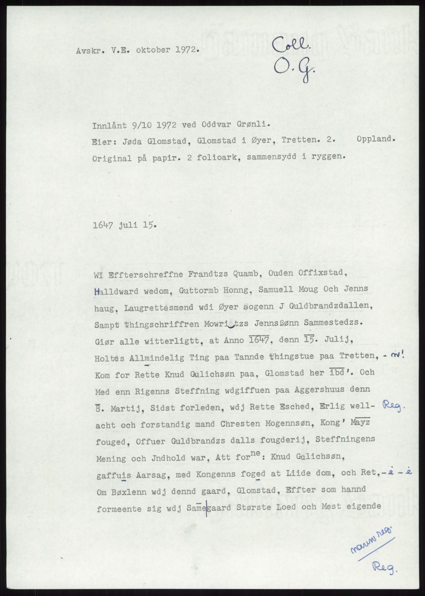 Samlinger til kildeutgivelse, Diplomavskriftsamlingen, RA/EA-4053/H/Ha, p. 2266