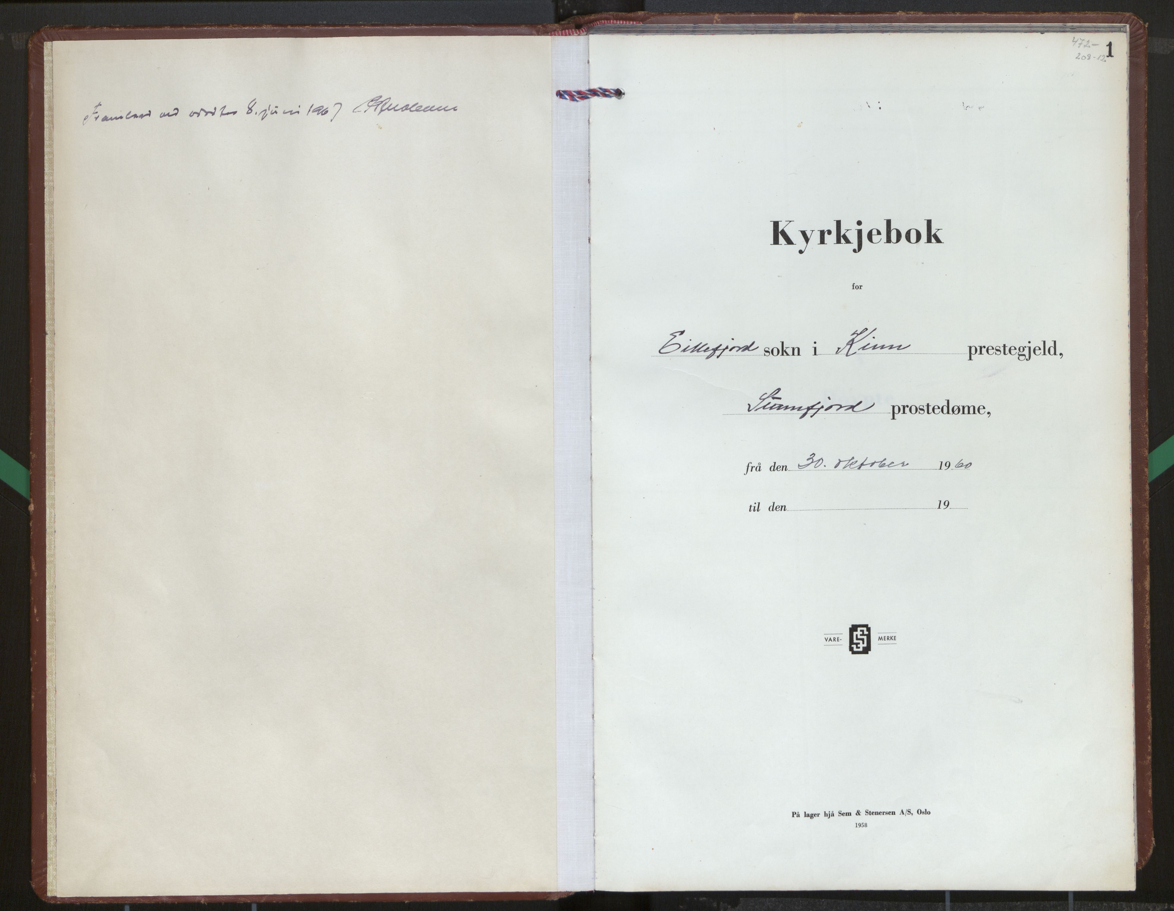 Kinn sokneprestembete, SAB/A-80801/H/Hab/Habe/L0004: Parish register (copy) no. E 4, 1960-1979, p. 1