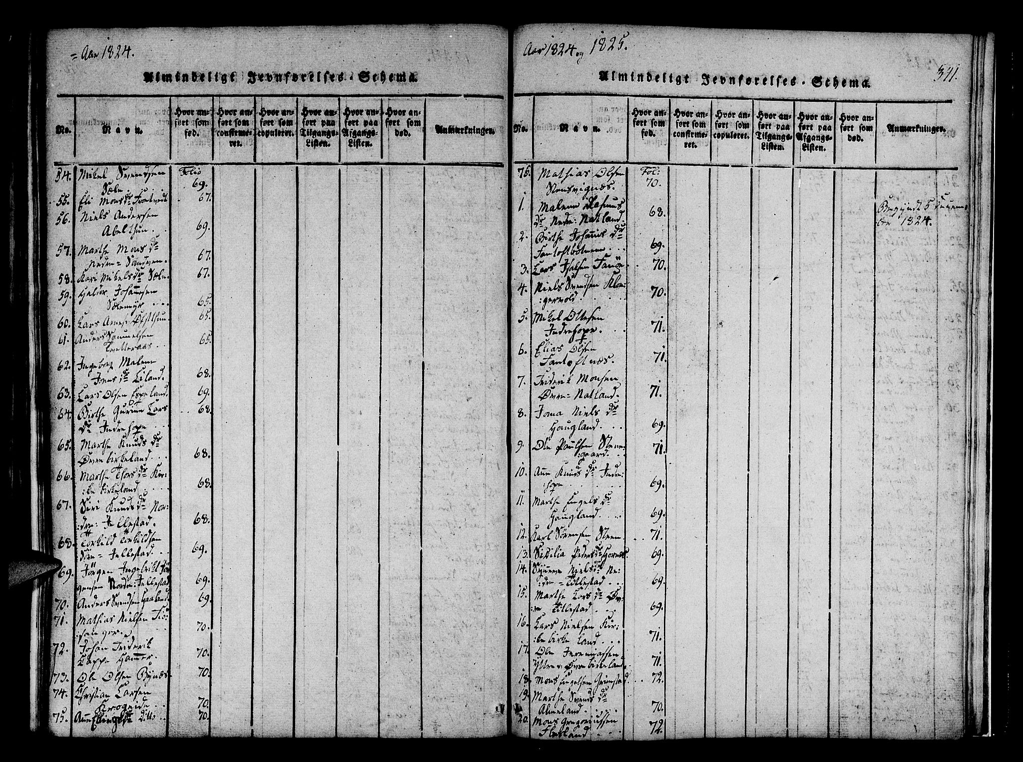 Fana Sokneprestembete, SAB/A-75101/H/Haa/Haaa/L0007: Parish register (official) no. A 7, 1816-1828, p. 341
