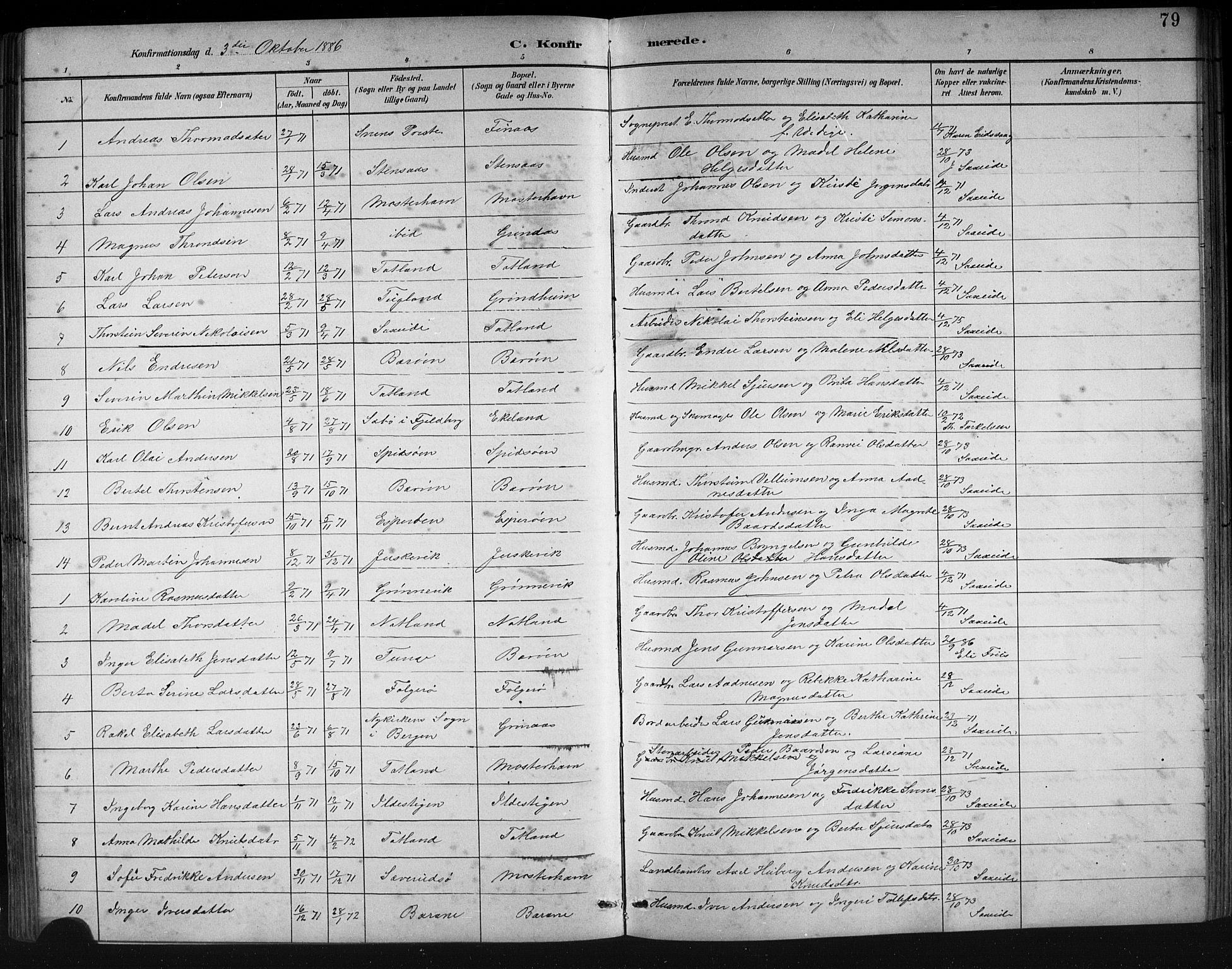 Finnås sokneprestembete, SAB/A-99925/H/Ha/Hab/Haba/L0003: Parish register (copy) no. A 3, 1883-1900, p. 79