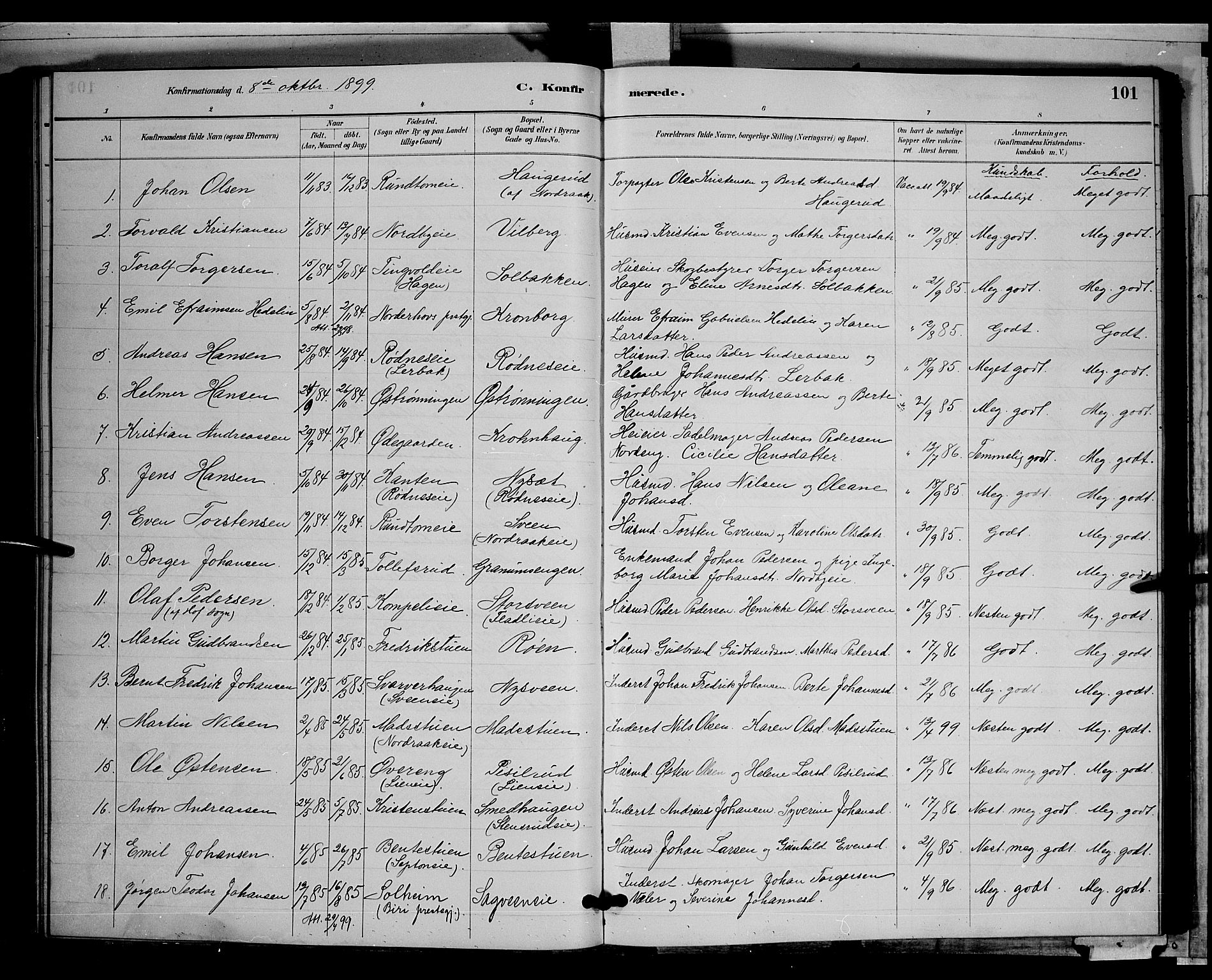 Søndre Land prestekontor, SAH/PREST-122/L/L0003: Parish register (copy) no. 3, 1884-1902, p. 101