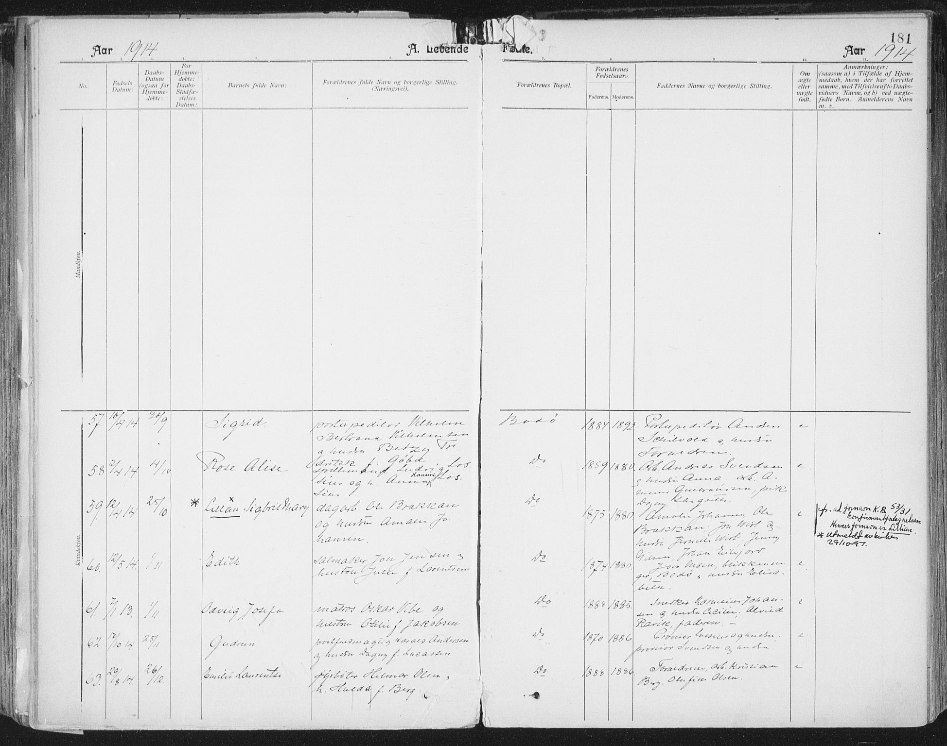 Ministerialprotokoller, klokkerbøker og fødselsregistre - Nordland, AV/SAT-A-1459/801/L0011: Parish register (official) no. 801A11, 1900-1916, p. 181