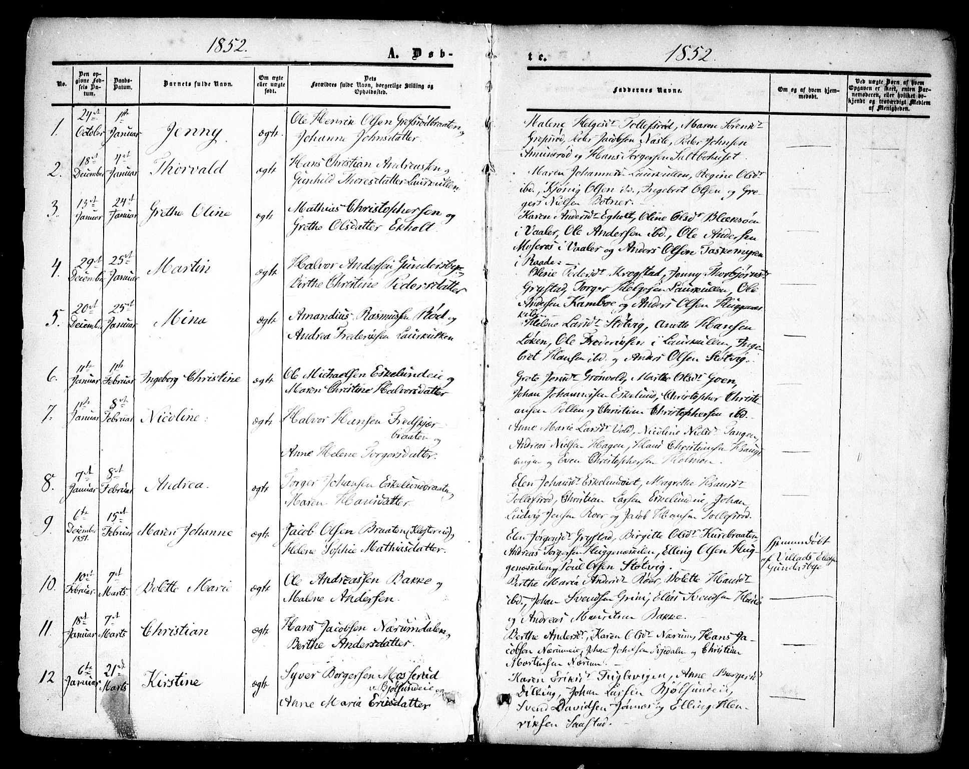 Rygge prestekontor Kirkebøker, SAO/A-10084b/F/Fa/L0005: Parish register (official) no. 5, 1852-1871, p. 2