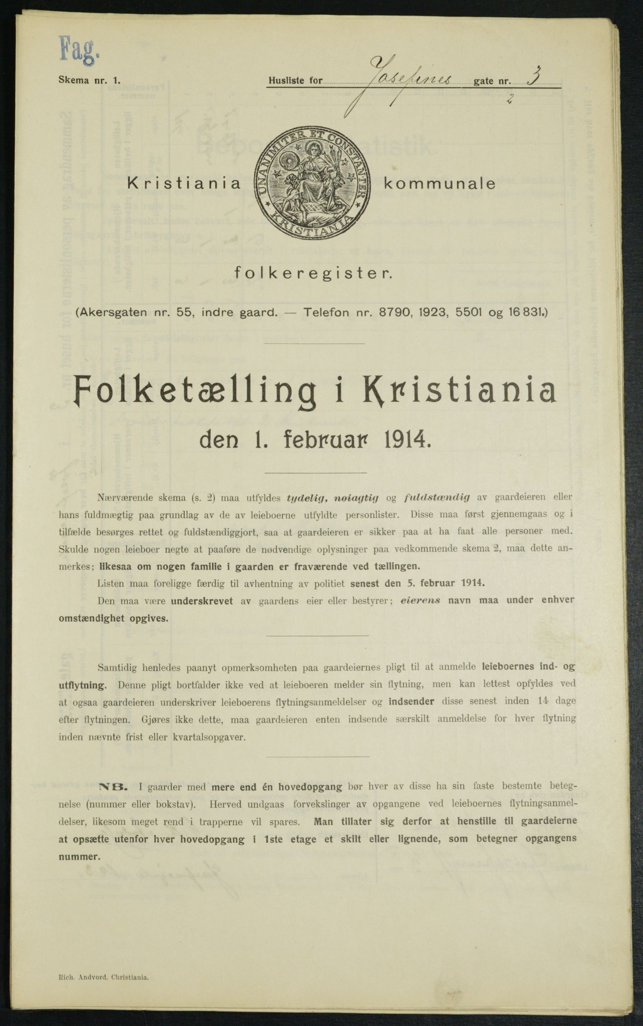 OBA, Municipal Census 1914 for Kristiania, 1914, p. 47328