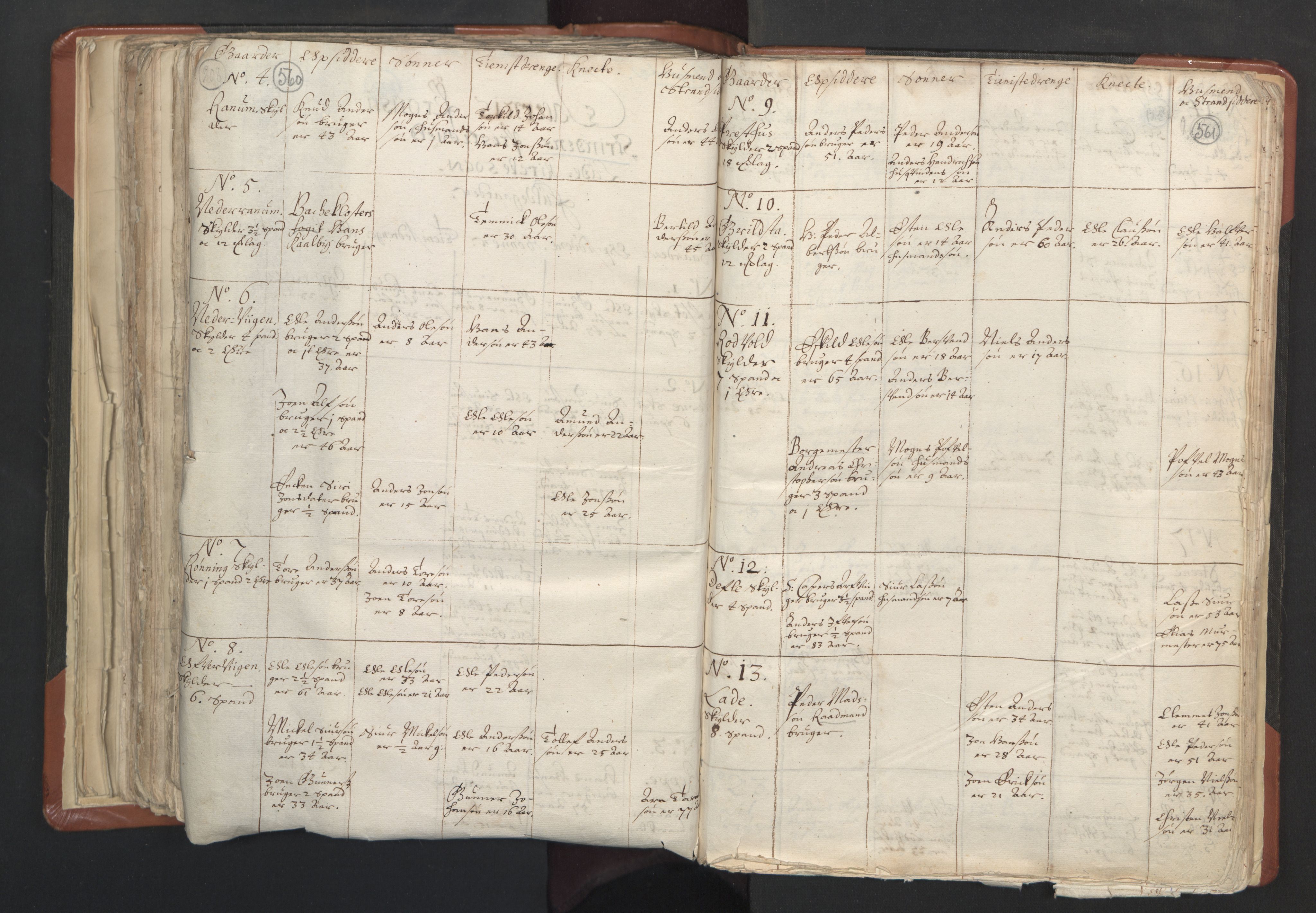 RA, Vicar's Census 1664-1666, no. 31: Dalane deanery, 1664-1666, p. 560-561