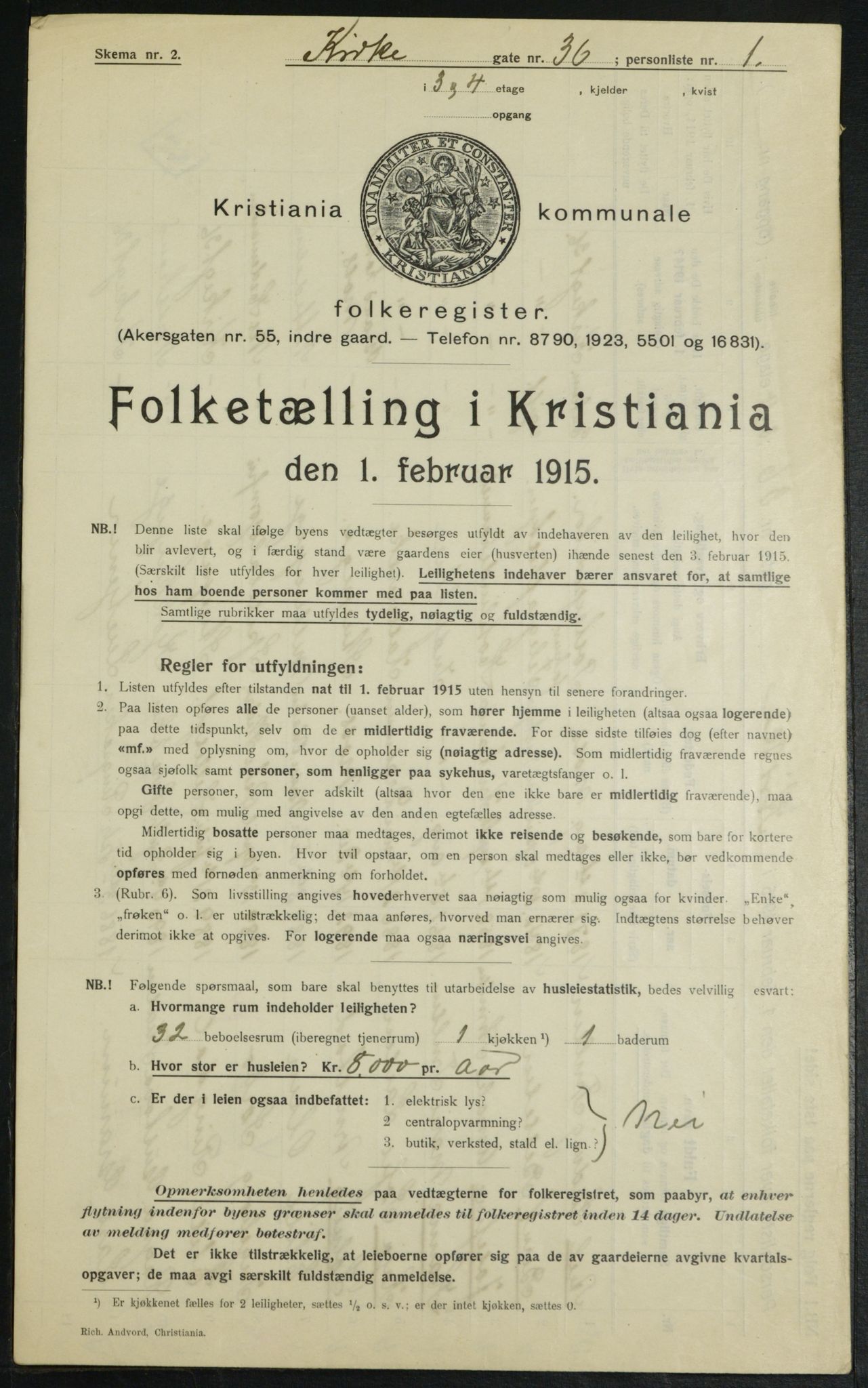 OBA, Municipal Census 1915 for Kristiania, 1915, p. 49518