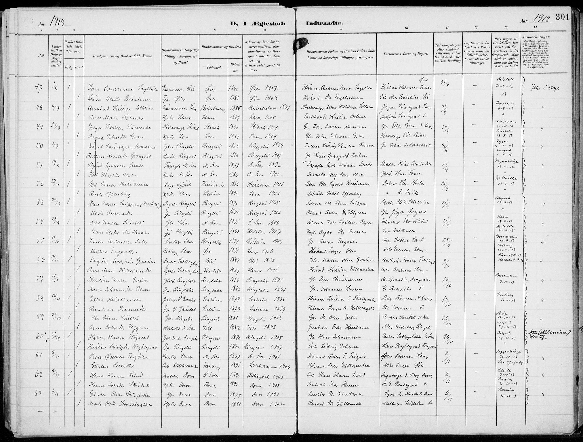 Lillehammer prestekontor, AV/SAH-PREST-088/H/Ha/Haa/L0001: Parish register (official) no. 1, 1901-1916, p. 301