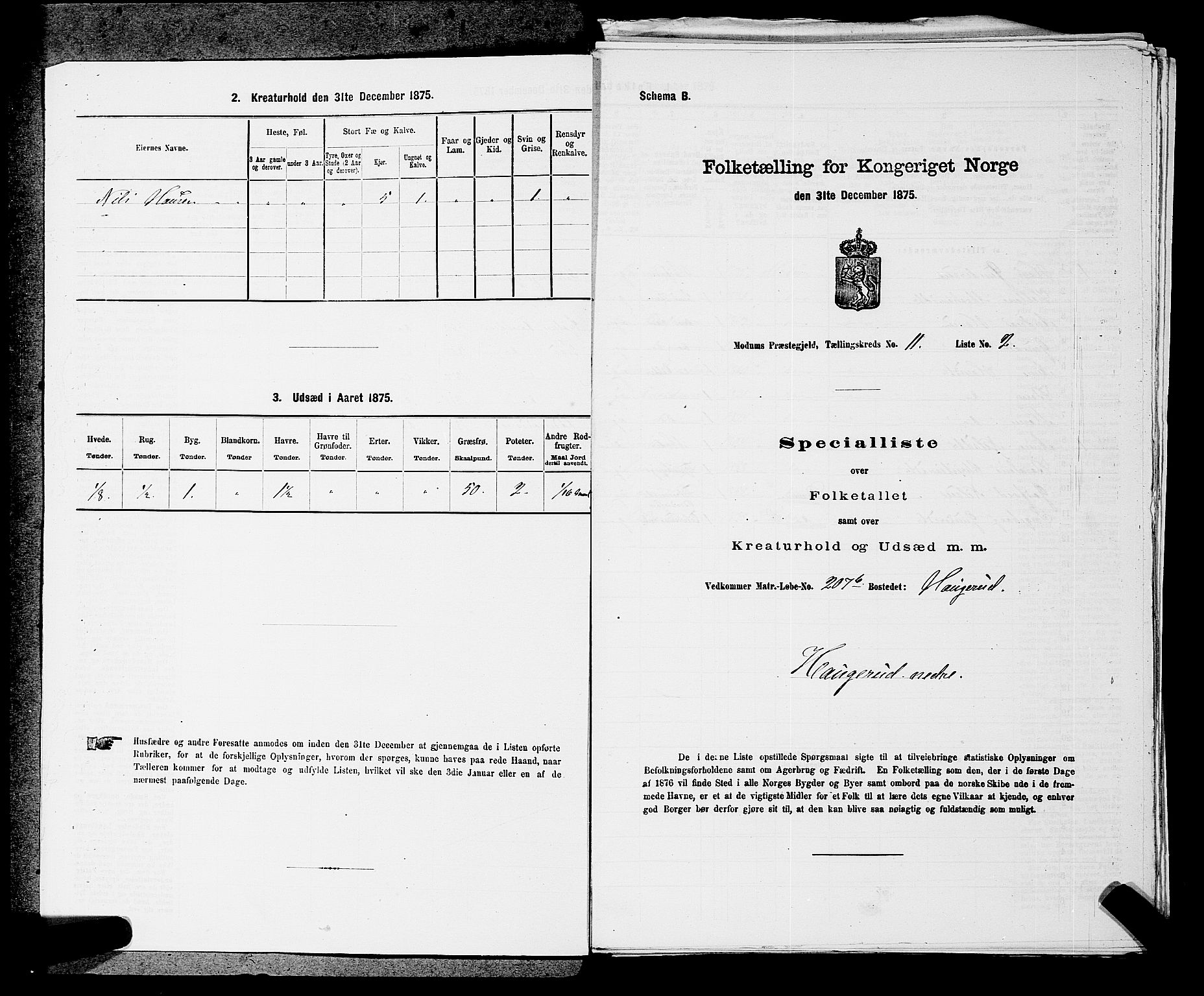 SAKO, 1875 census for 0623P Modum, 1875, p. 1284